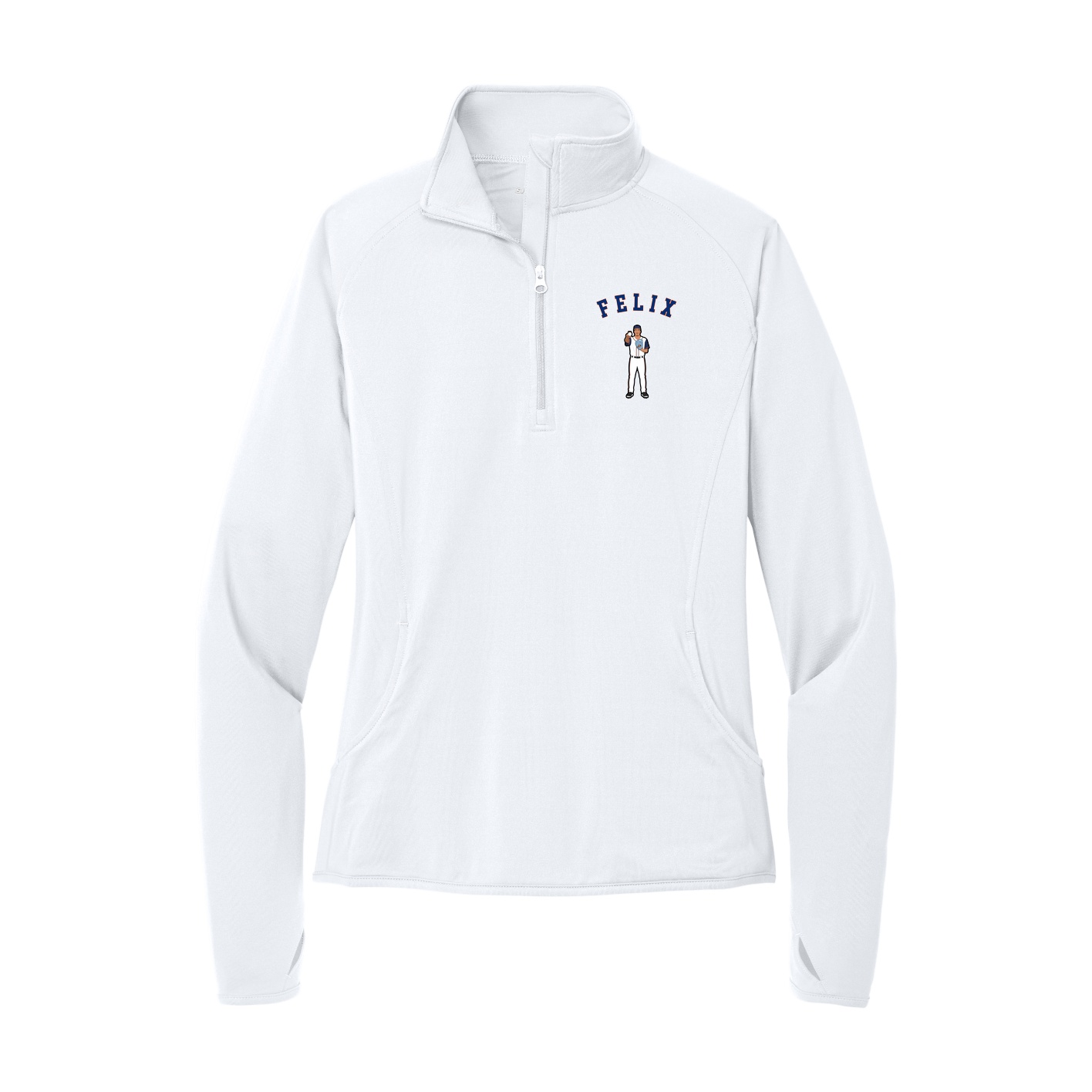 Women's Q-Zip Pullover — Shirsey Arch in White