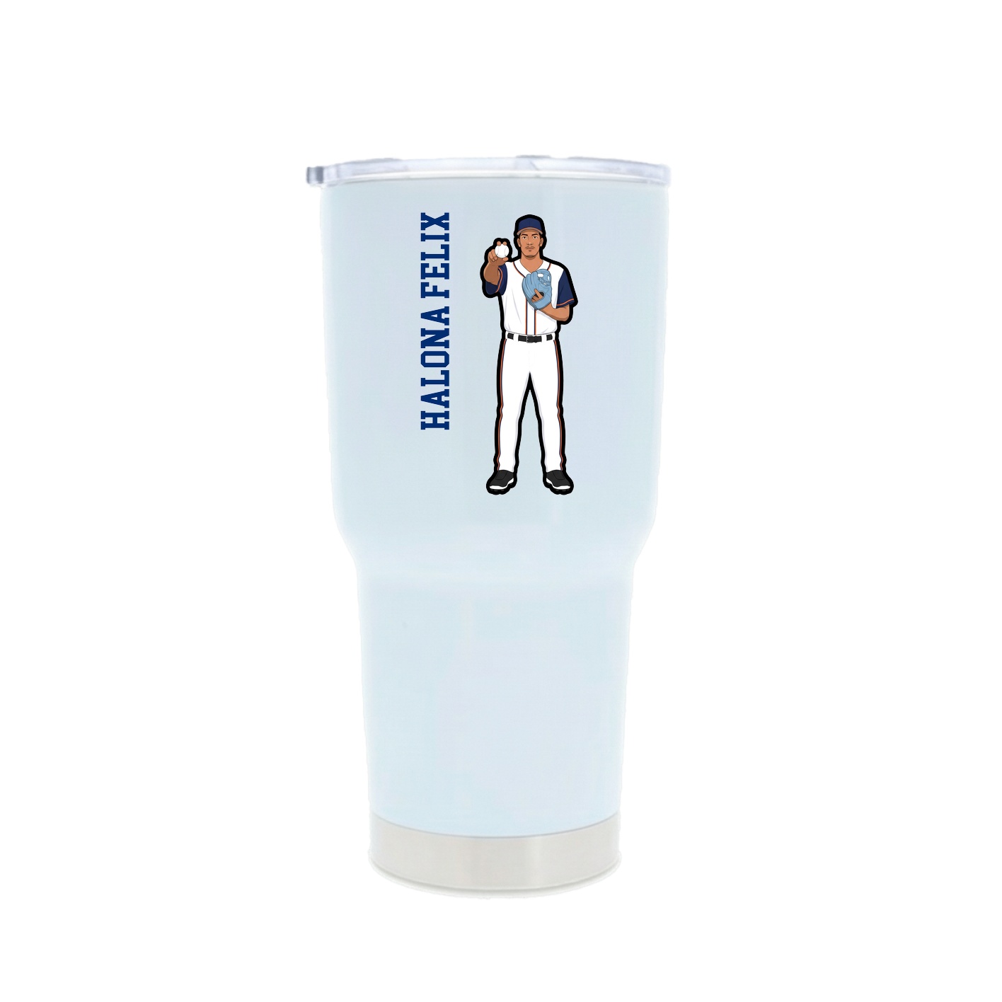 30oz Stainless Steel Tumbler — Name Vertical in White