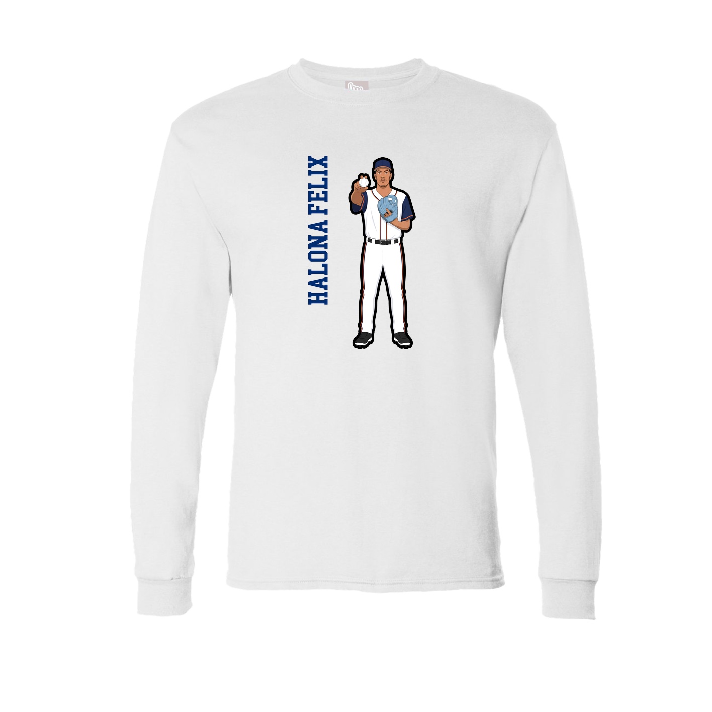 Long Sleeve Tee — Name Vertical in White
