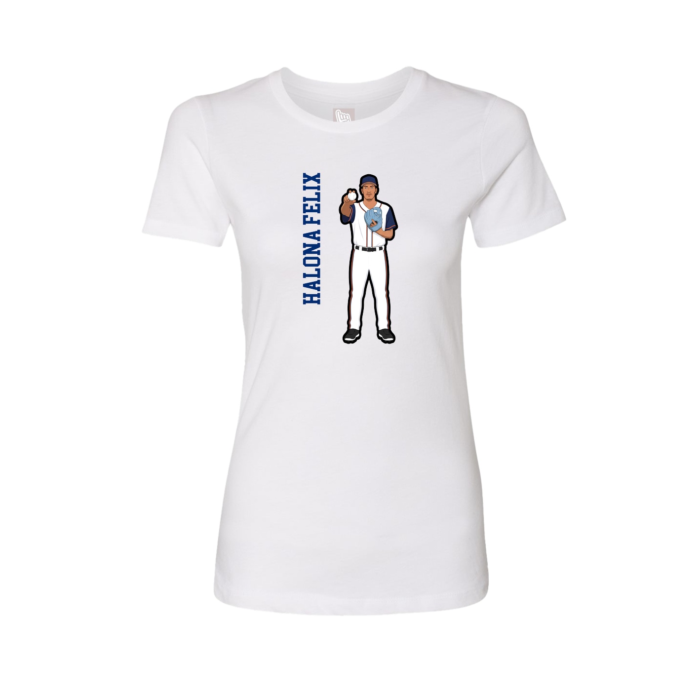 Fitted Women's Tee — Name Vertical in White