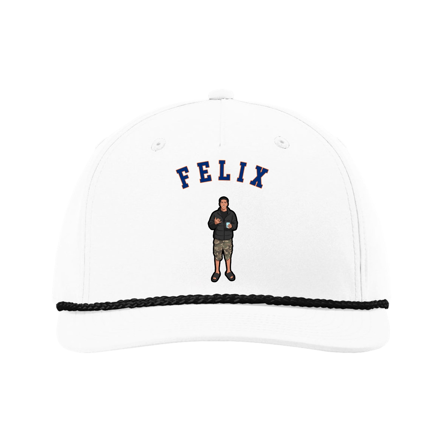 Five-Panel Classic Rope Cap — Shirsey Arch in White