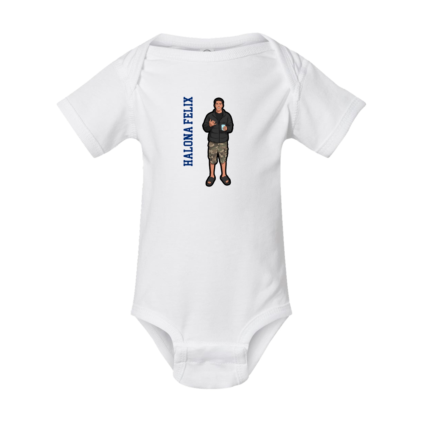 Baby Onesie — Name Vertical in White
