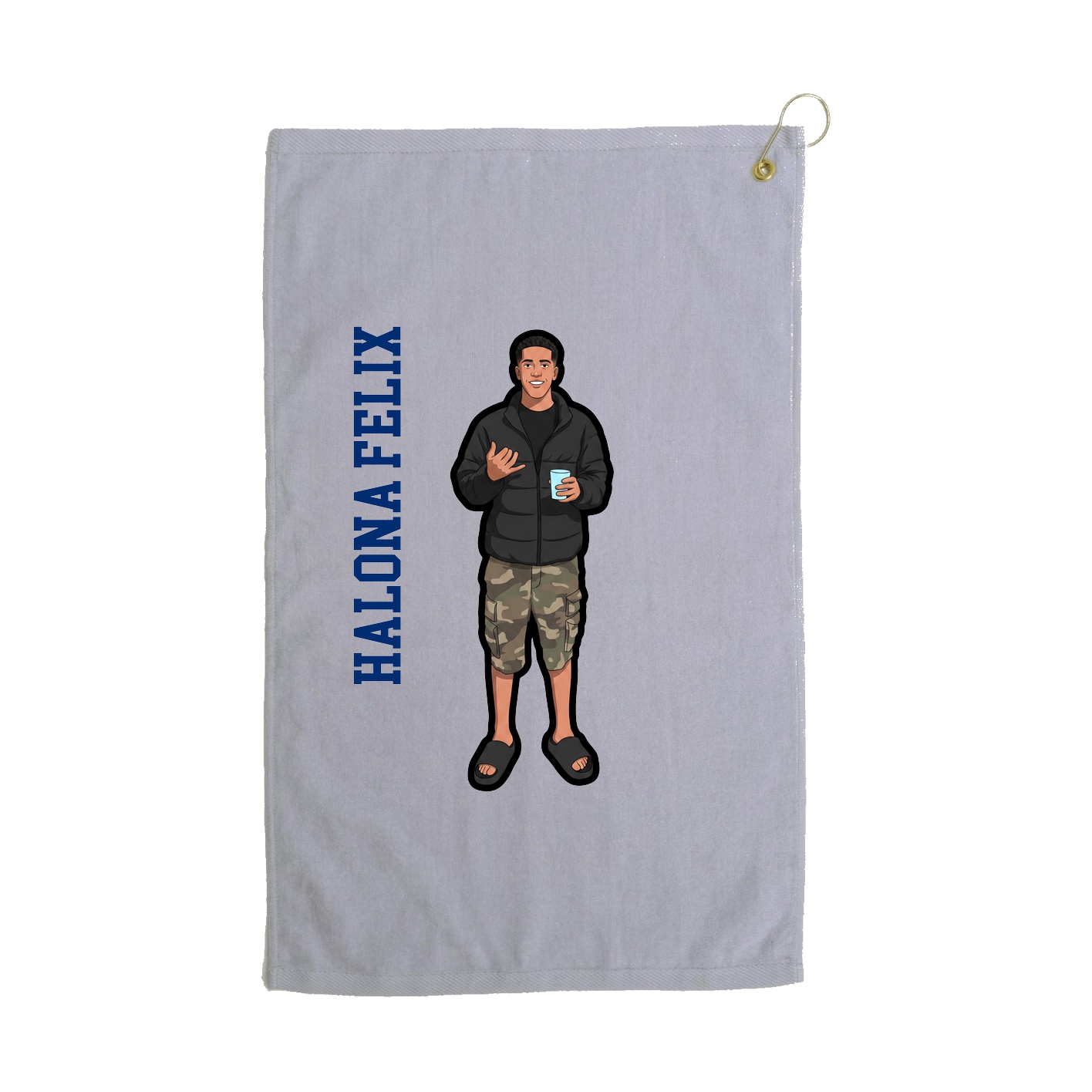Golf Towel — Name Vertical in Grey