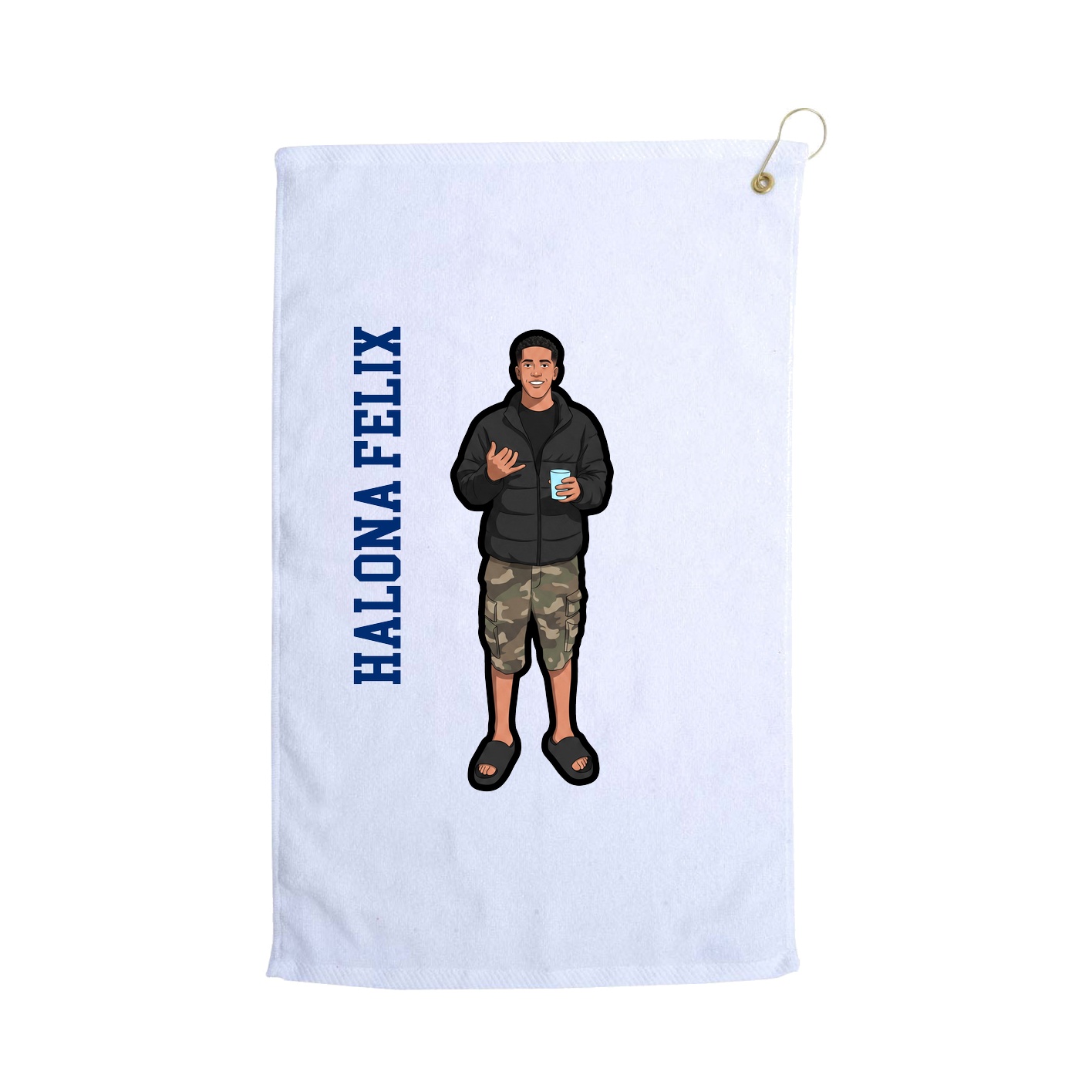 Golf Towel — Name Vertical in White