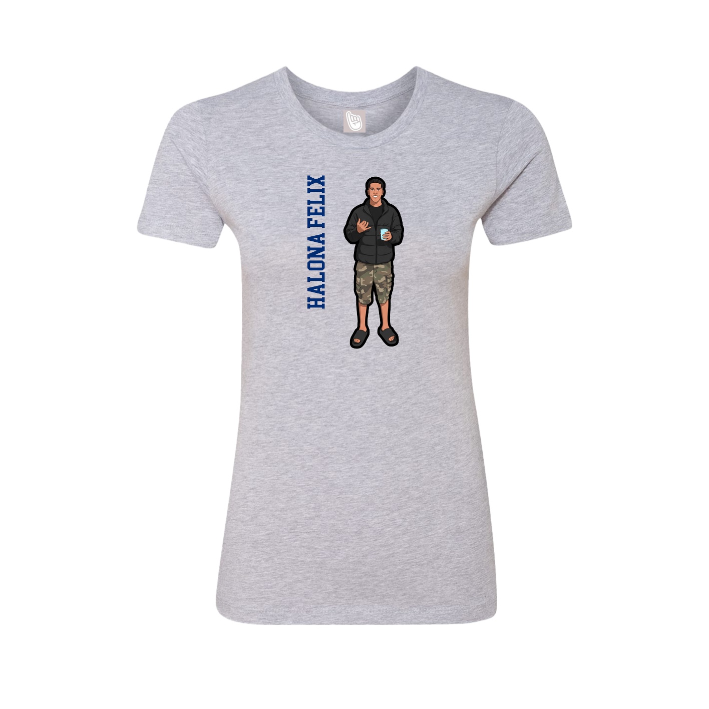 Womens Tee — Name Vertical in Grey