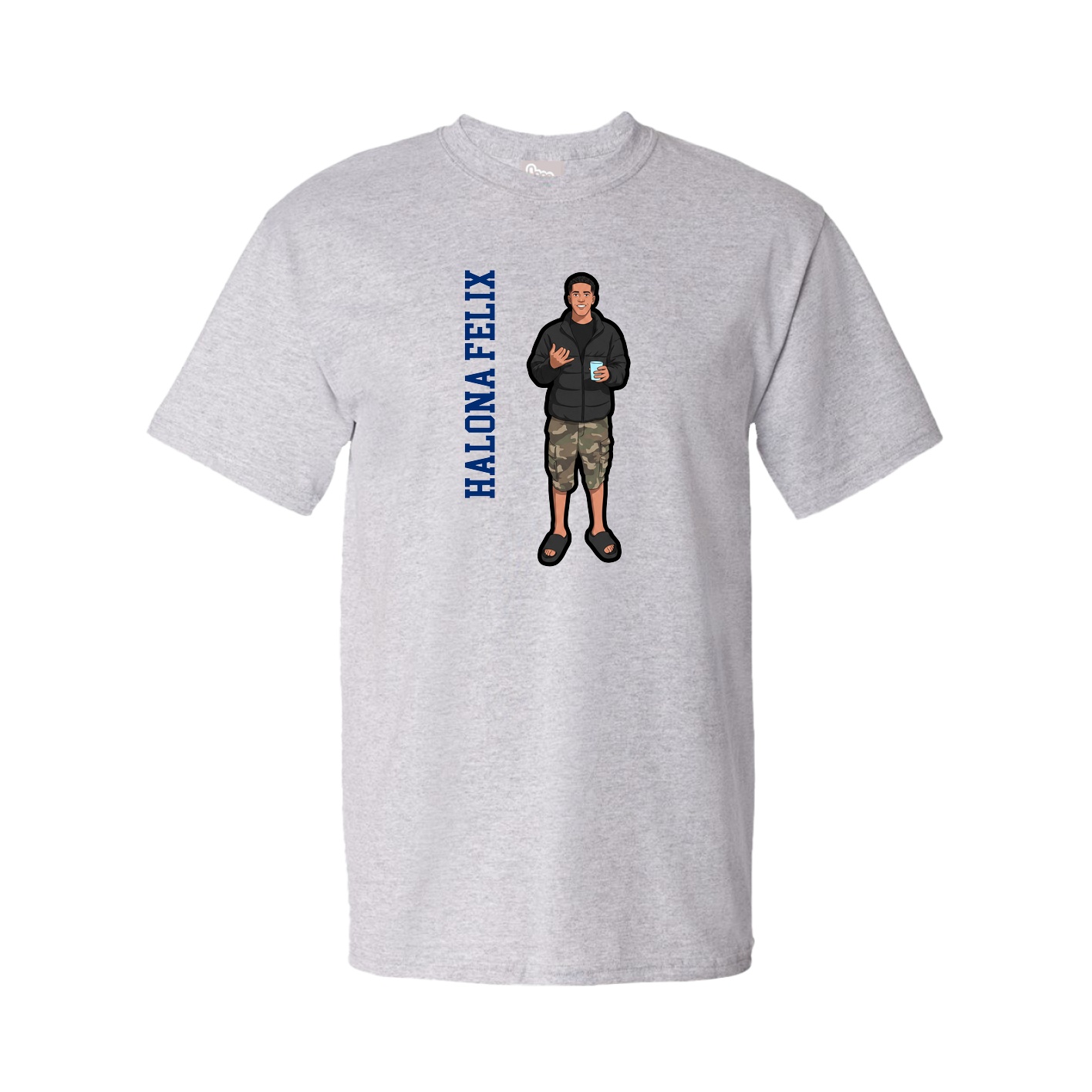 Youth Tee — Name Vertical in Grey