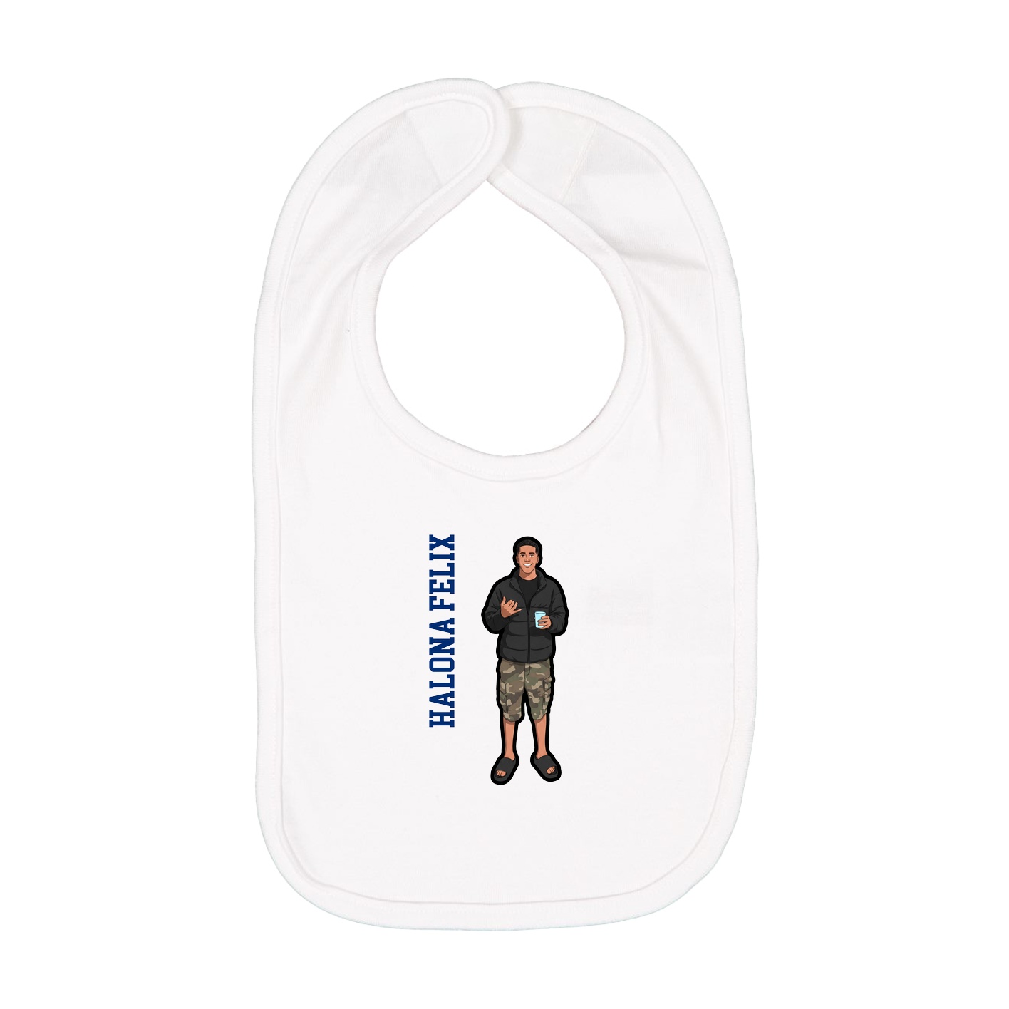 Infant Bib — Name Vertical in White