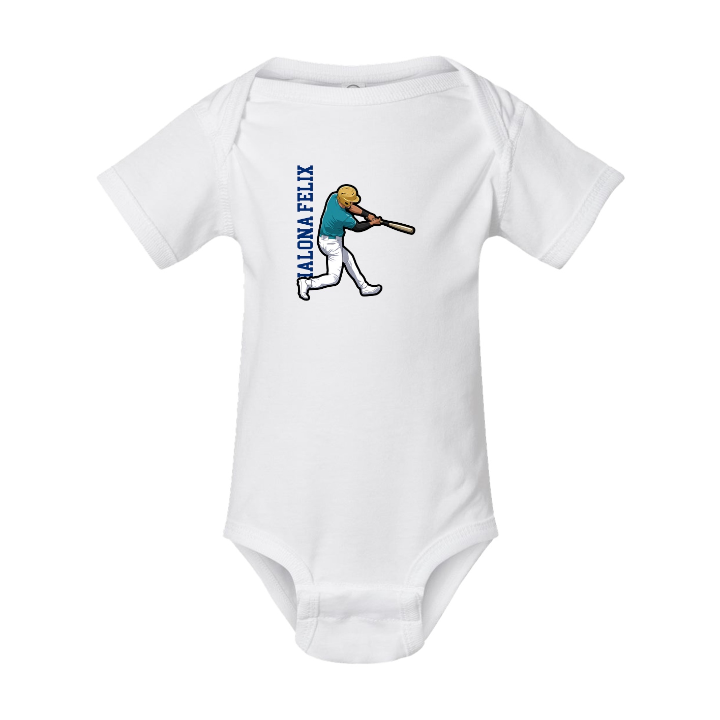 Baby Onesie — Name Vertical in White