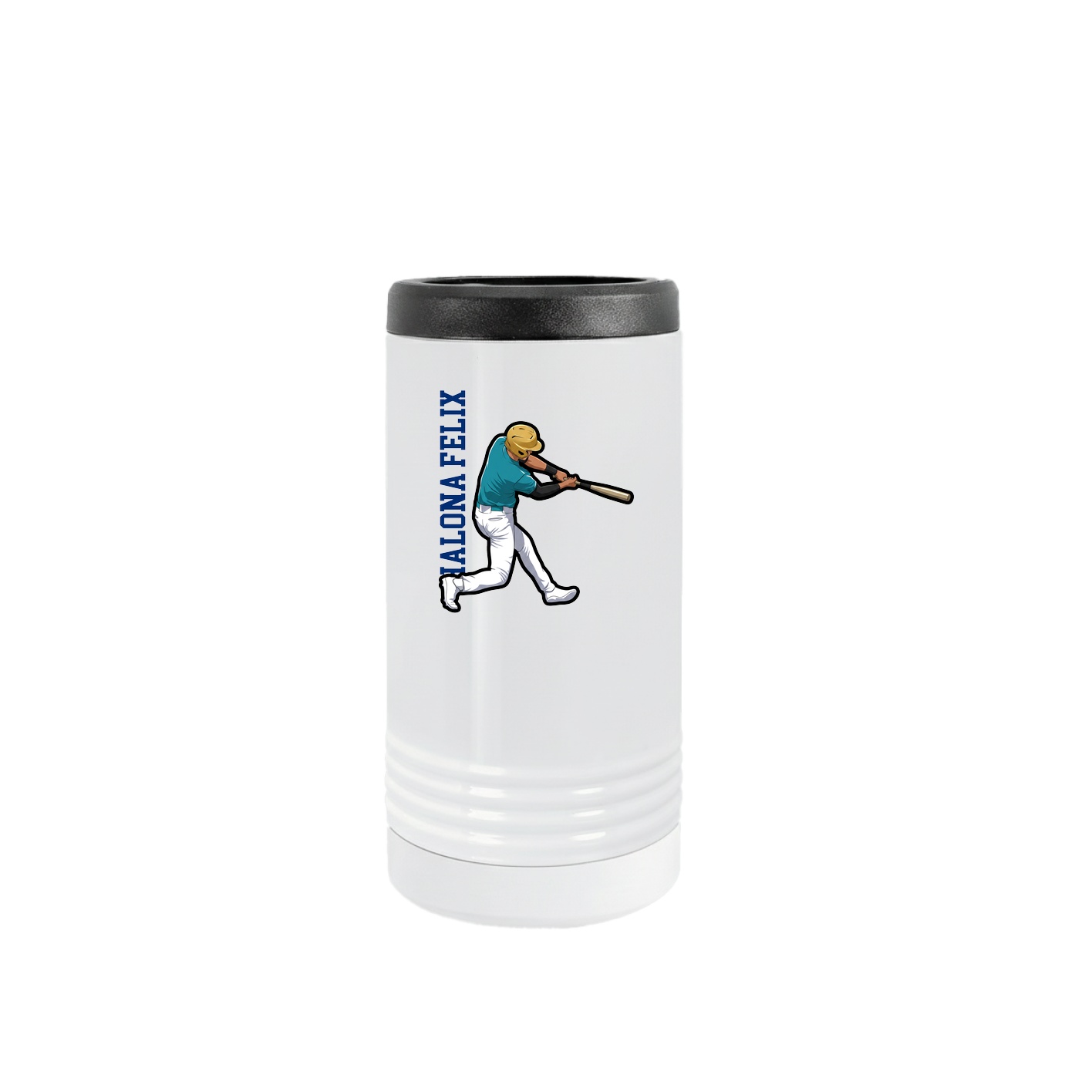 Slim Beverage Holder — Name Vertical in White
