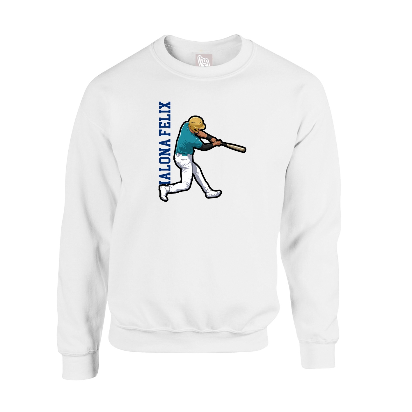 Fleece Crew — Name Vertical in White