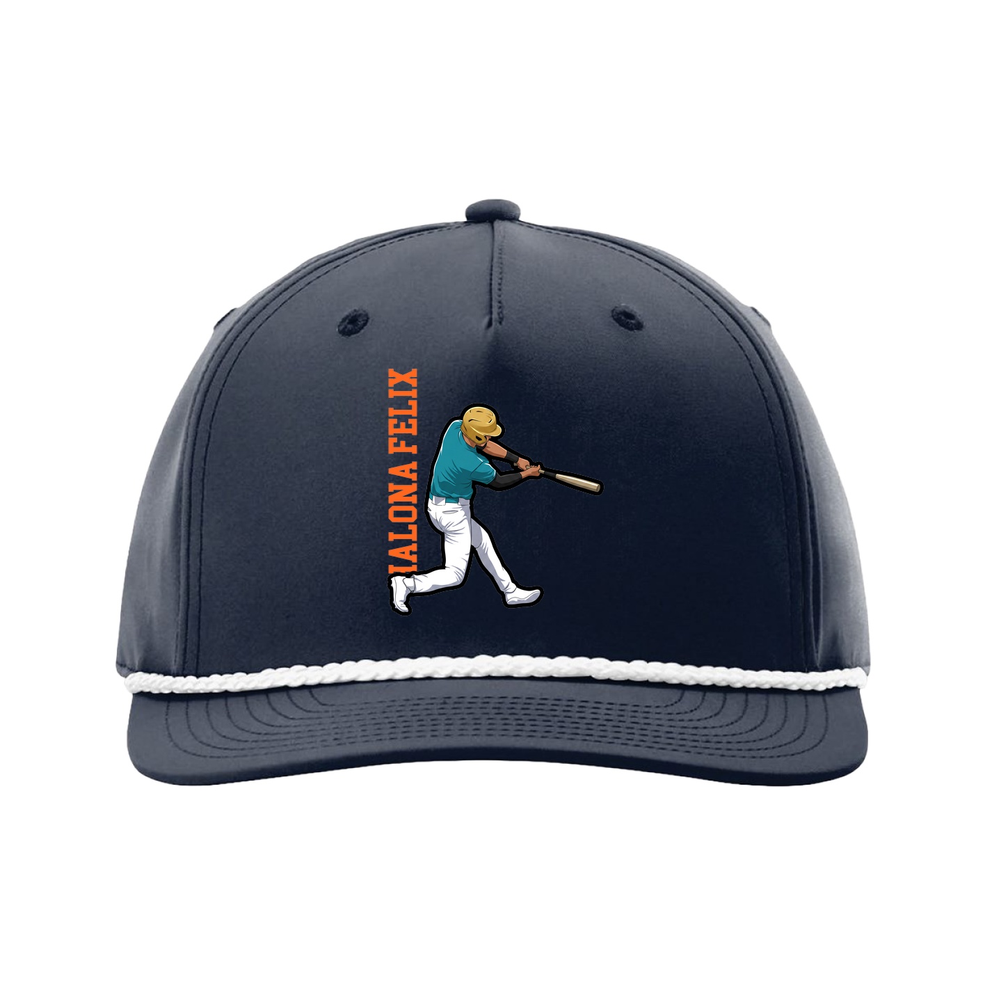 Five-Panel Classic Rope Cap — Name Vertical in Navy