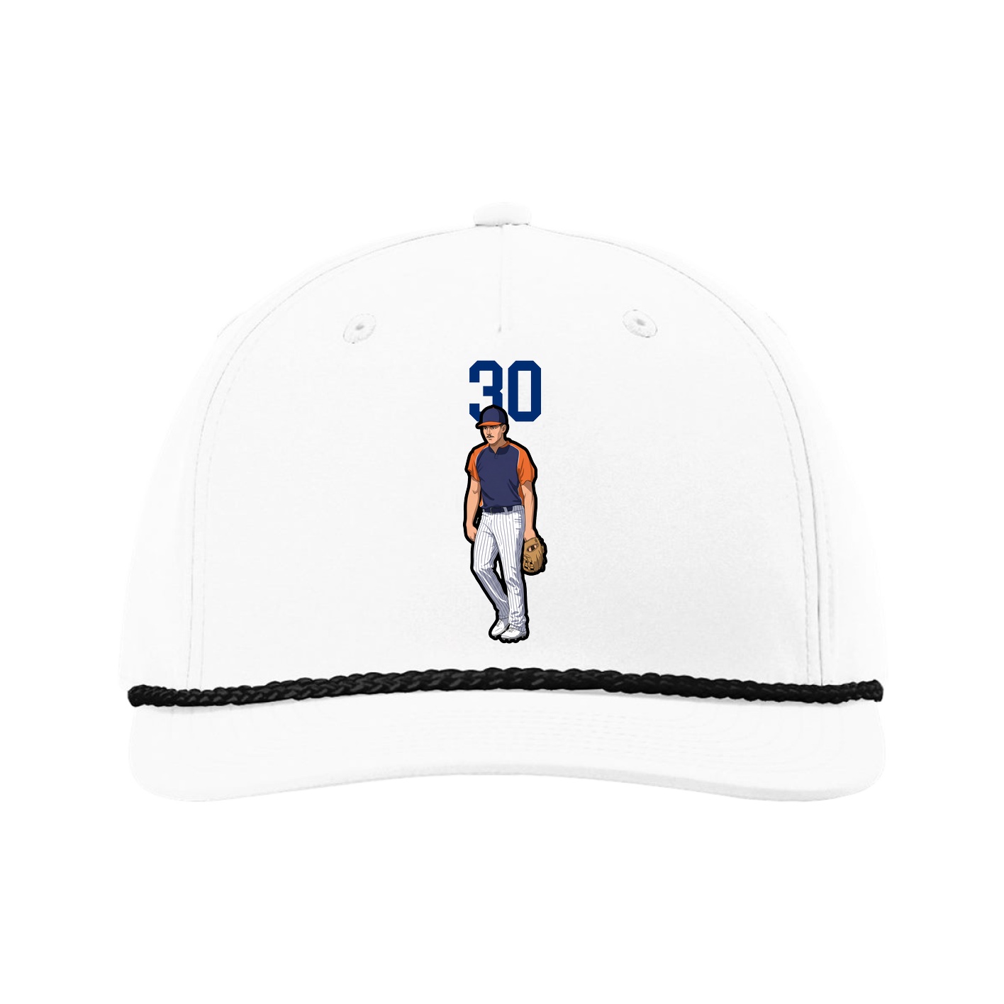 Five-Panel Classic Rope Cap — Number Top in White