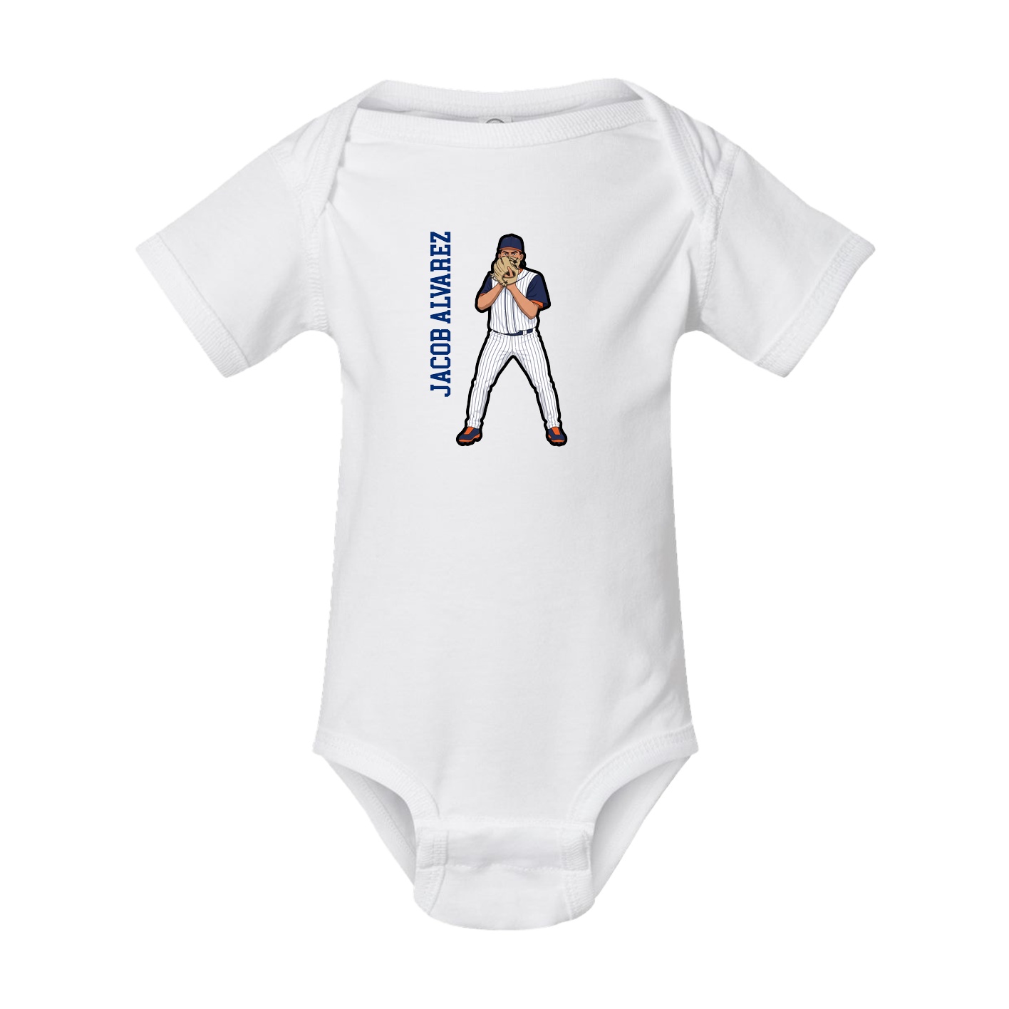 Baby Onesie — Name Vertical in White