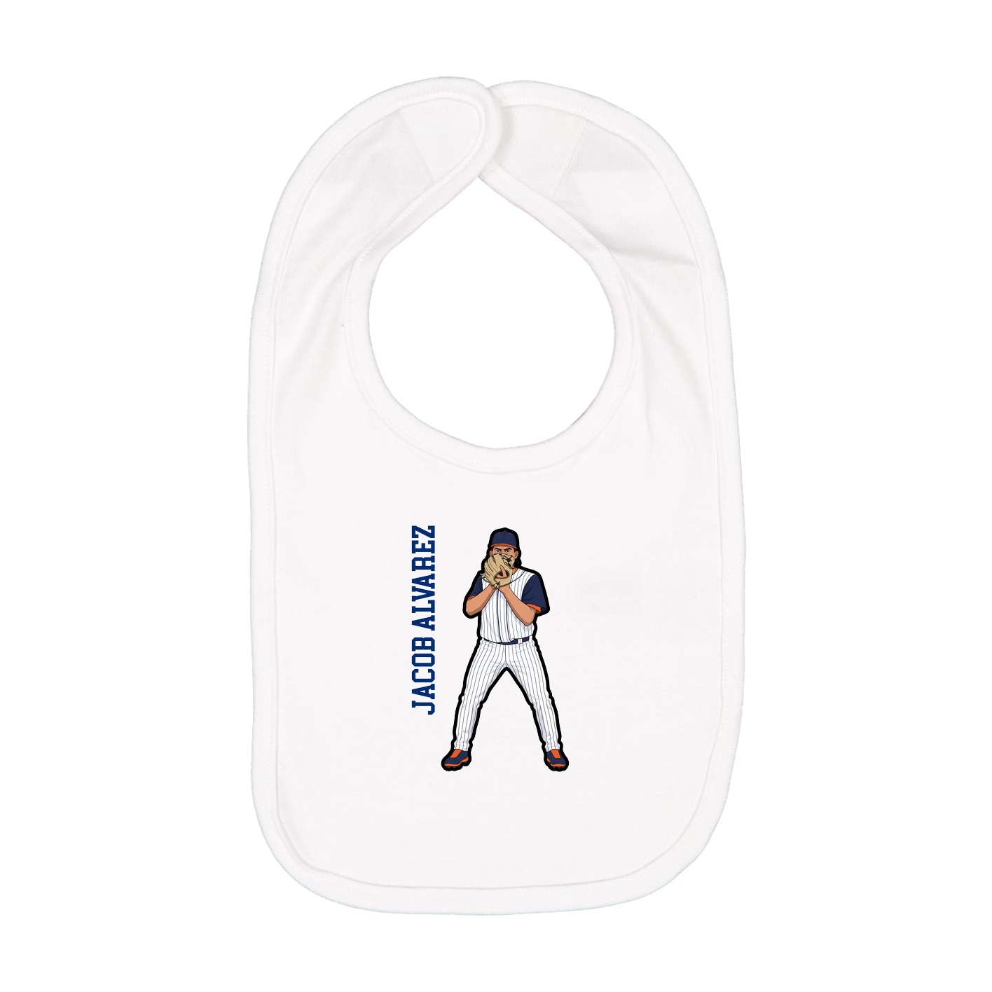 Infant Bib — Name Vertical in White