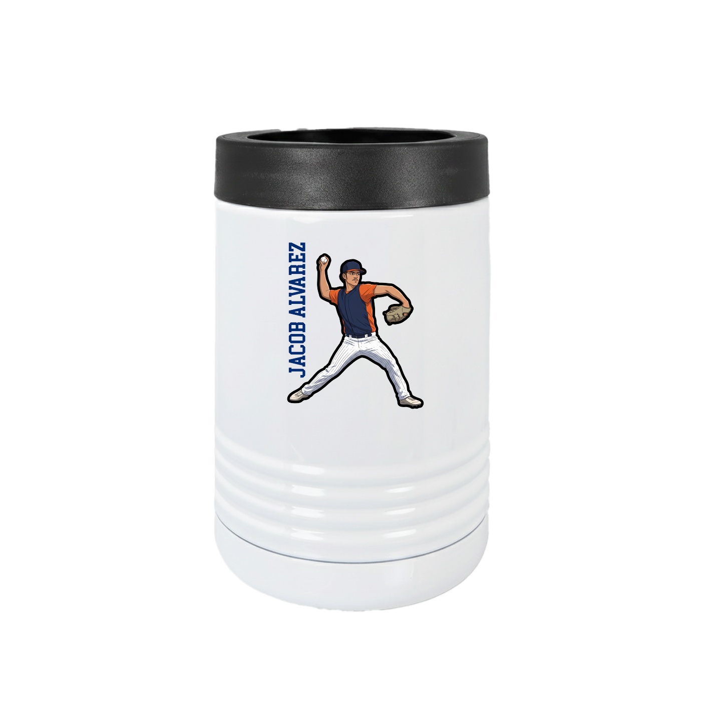 Beverage Holder — Name Vertical in White
