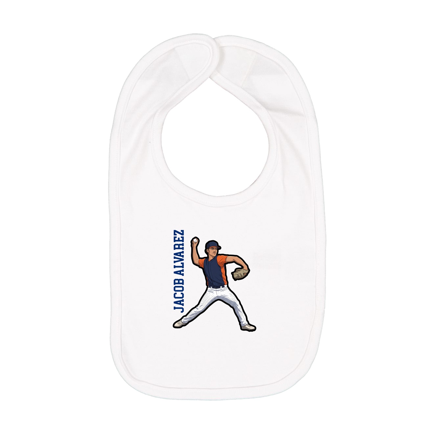 Infant Bib — Name Vertical in White