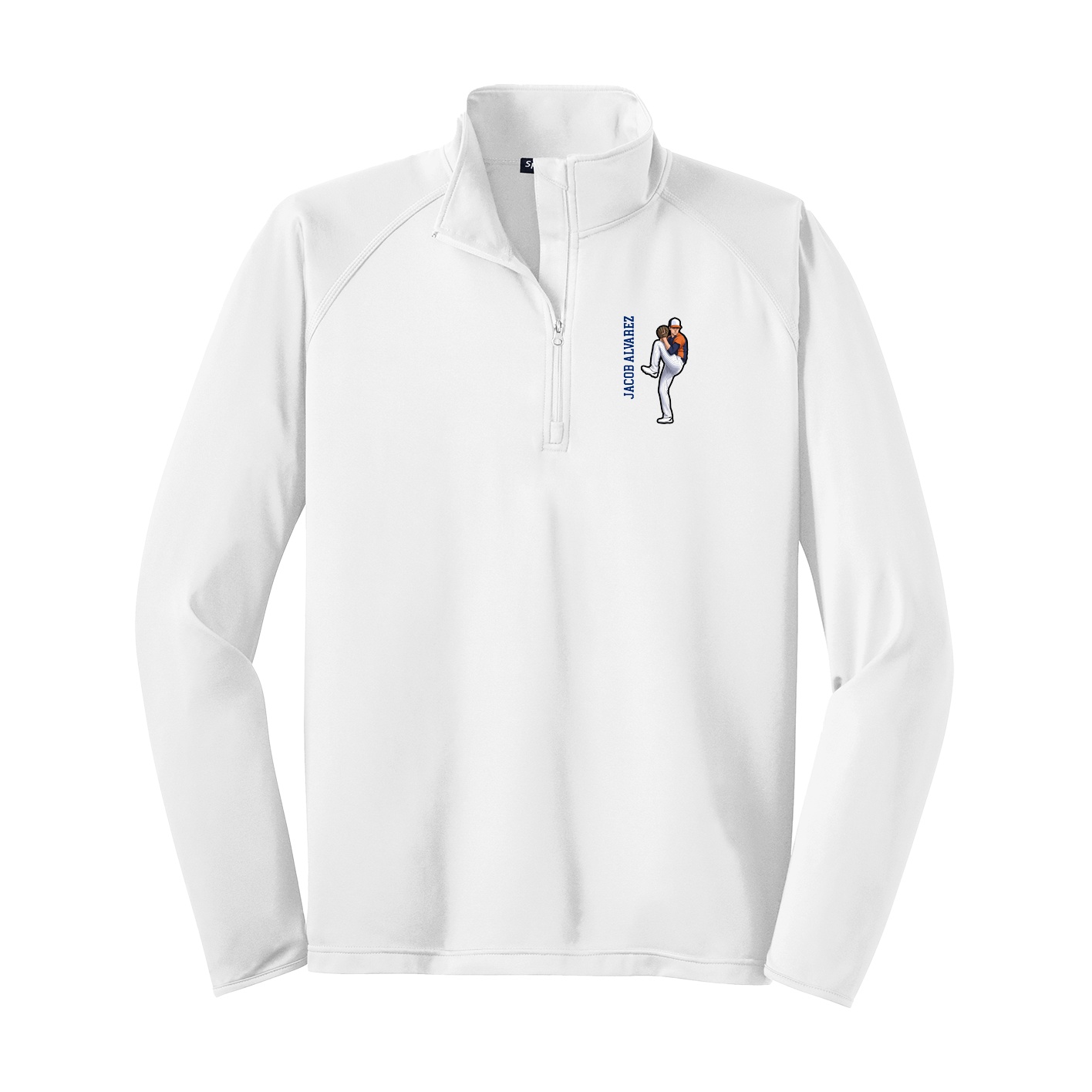 Q-Zip Pullover — Name Vertical in White