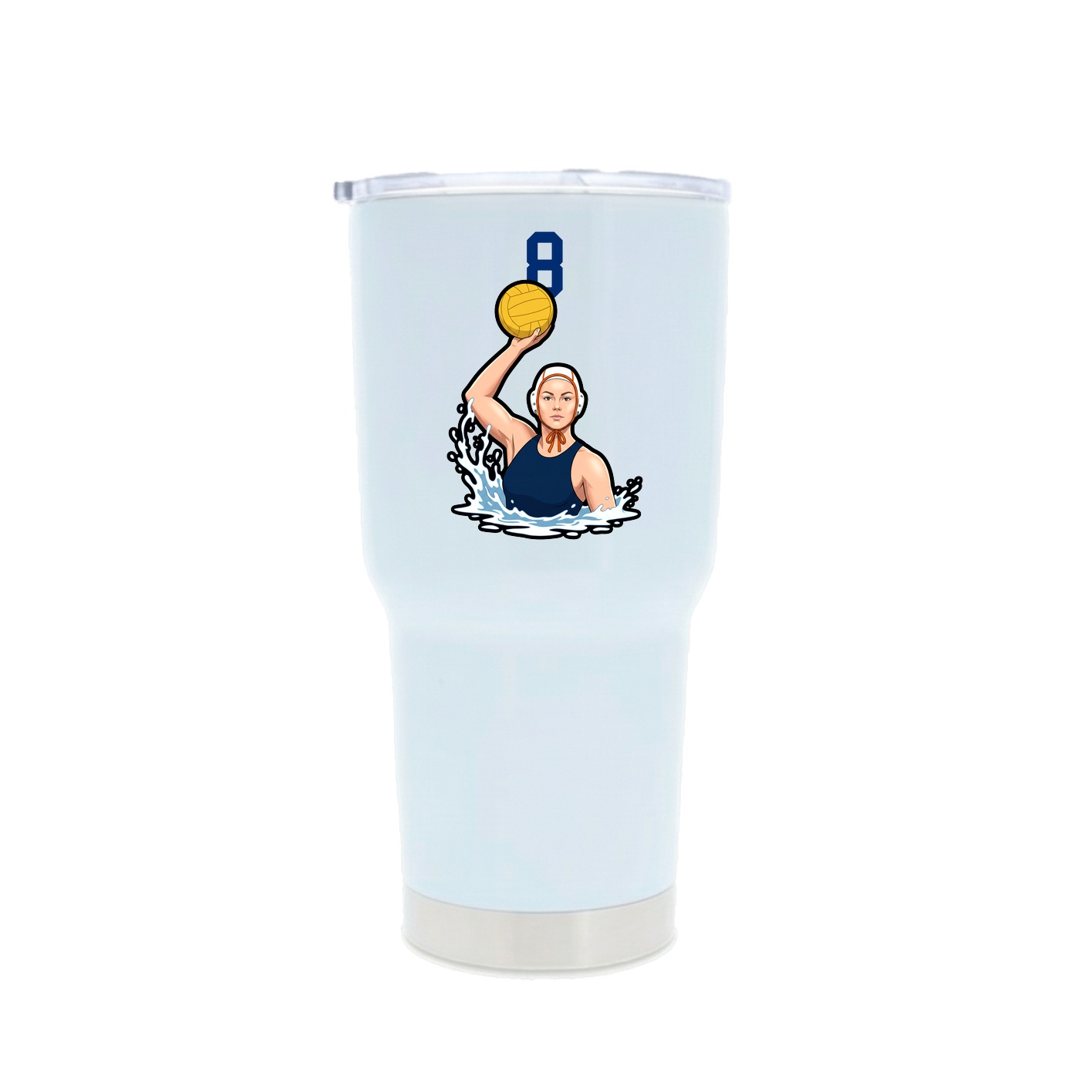 30oz Stainless Steel Tumbler — Number Top in White