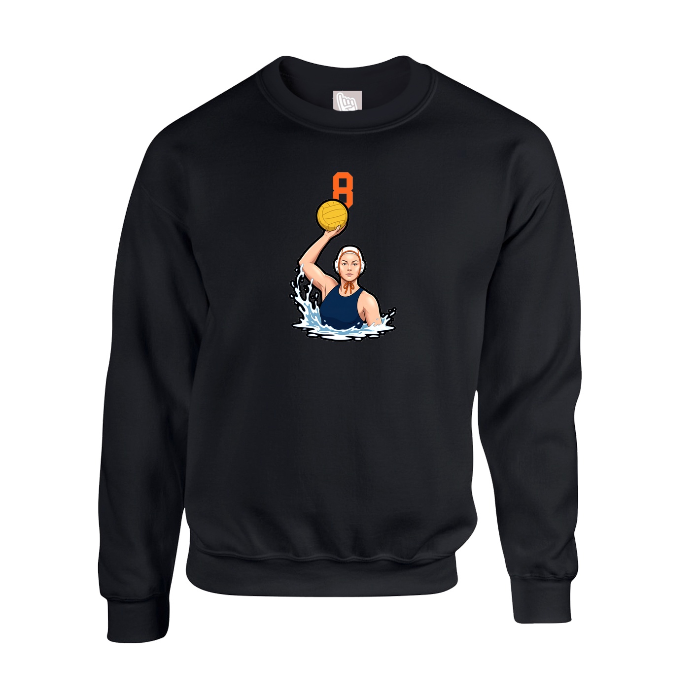 Fleece Crew — Number Top in Black