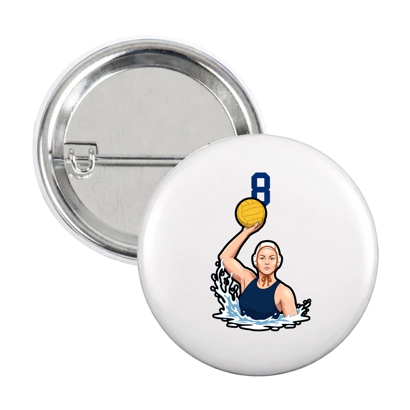Game Day Button — Number Top in White