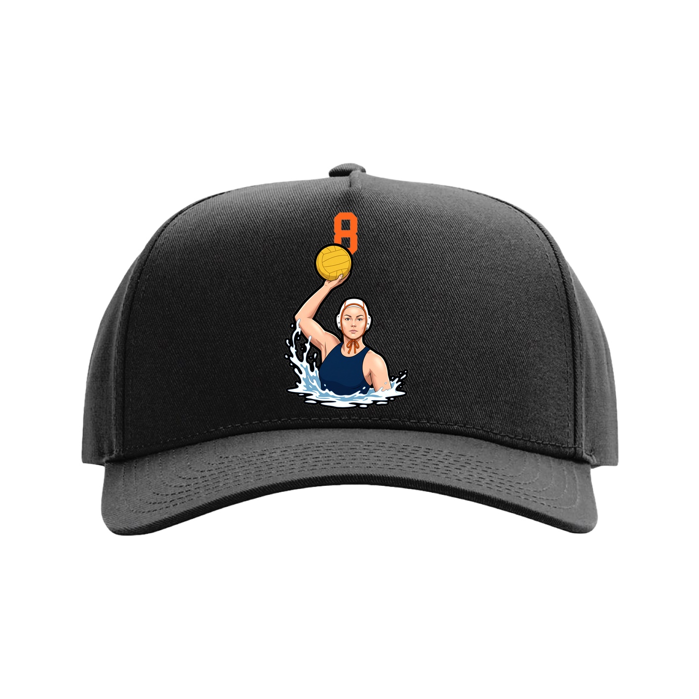 Full Fabric Five-Panel Champ Cap — Number Top in Black