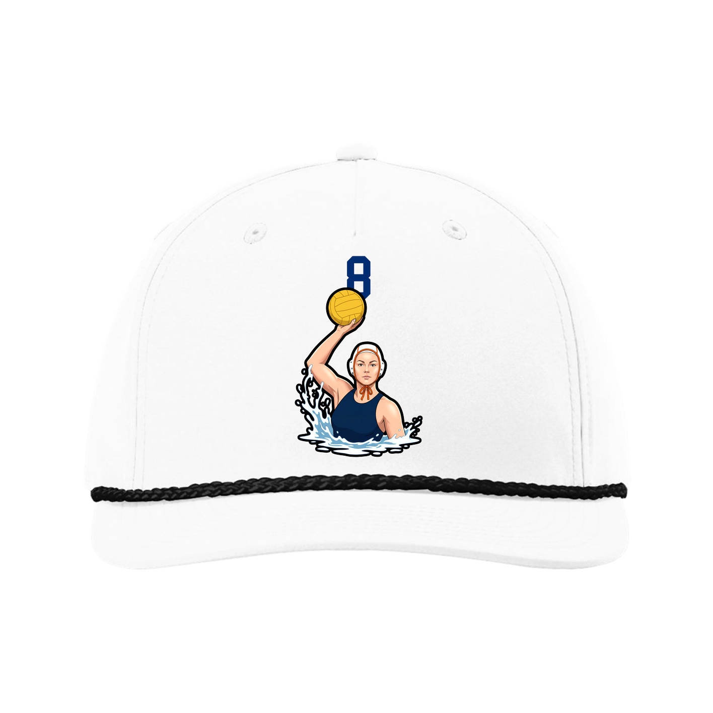 Five-Panel Classic Rope Cap — Number Top in White