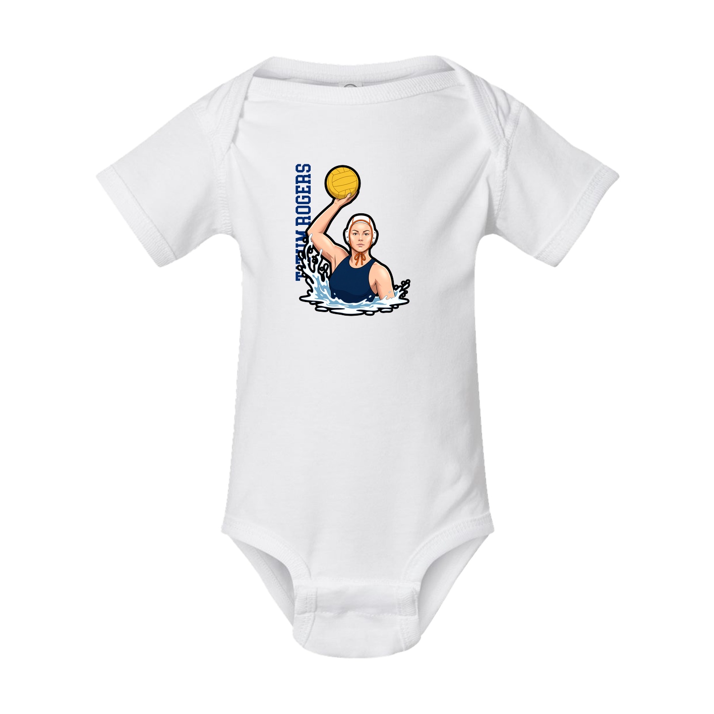 Baby Onesie — Name Vertical in White