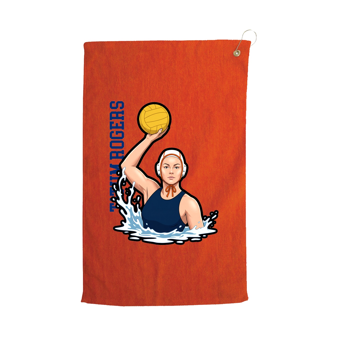 Golf Towel — Name Vertical in Orange