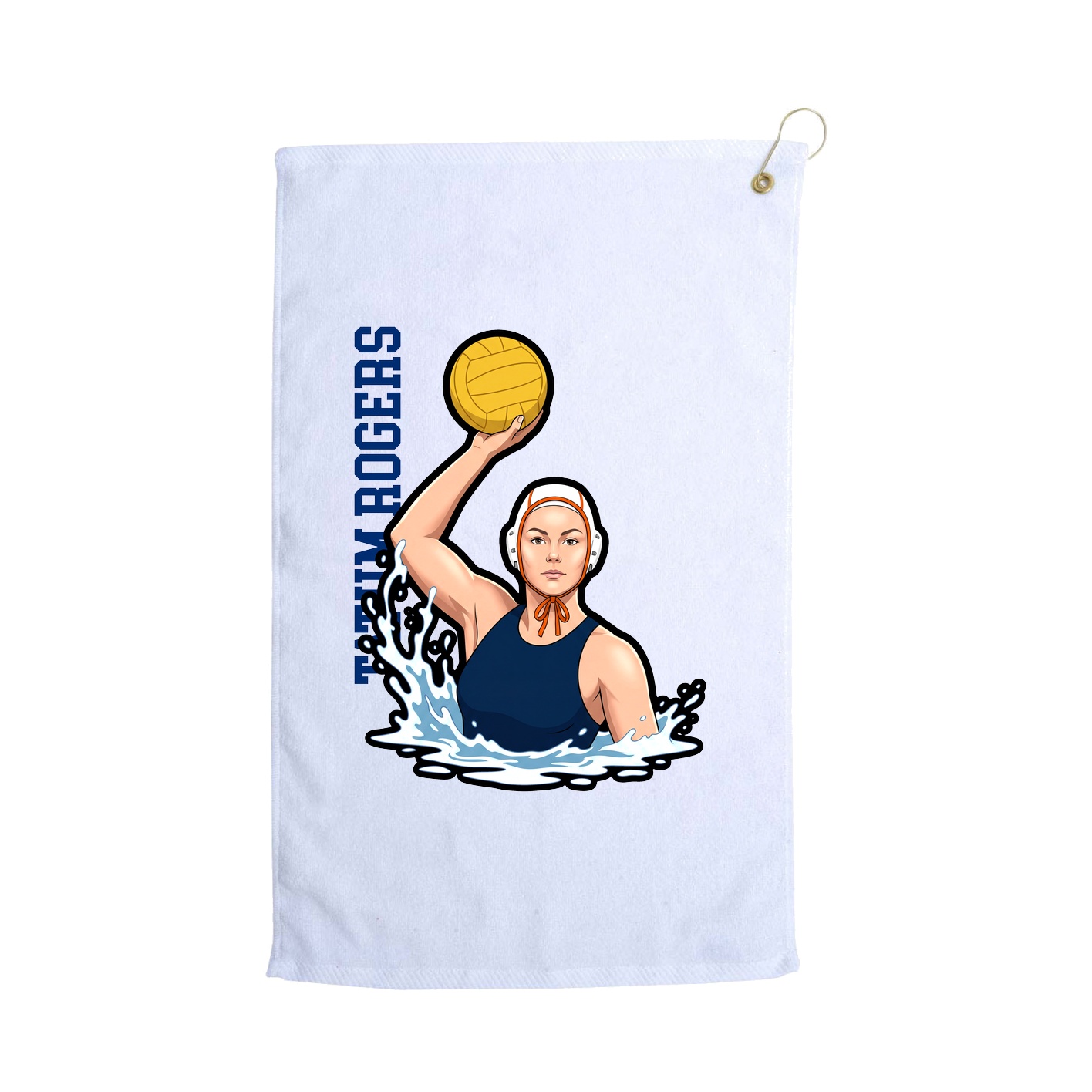 Golf Towel — Name Vertical in White