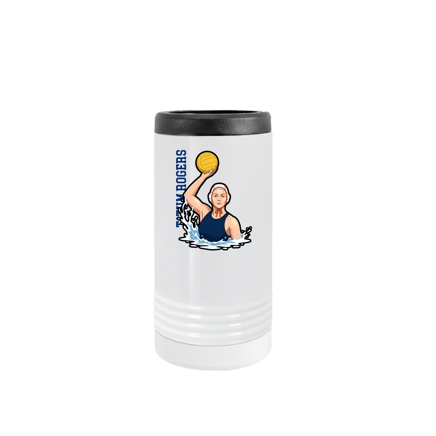 Slim Beverage Holder — Name Vertical in White