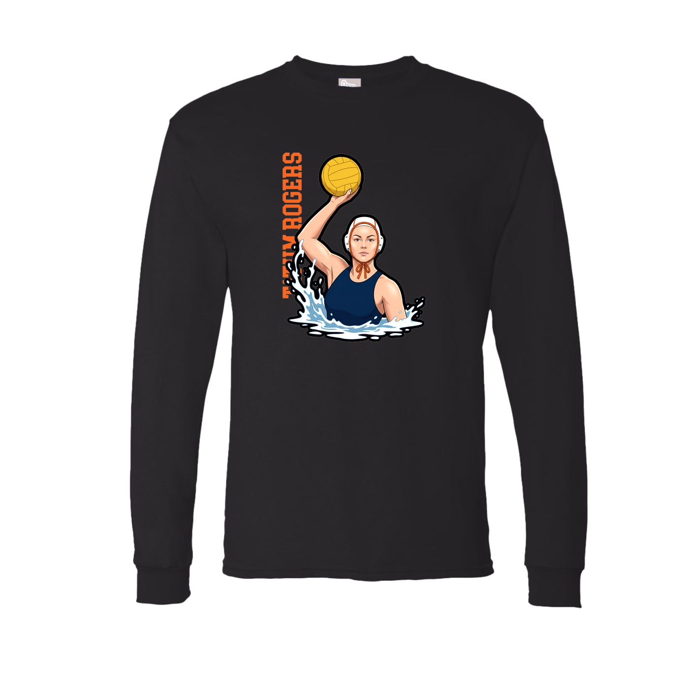 Long Sleeve Tee — Name Vertical in Black
