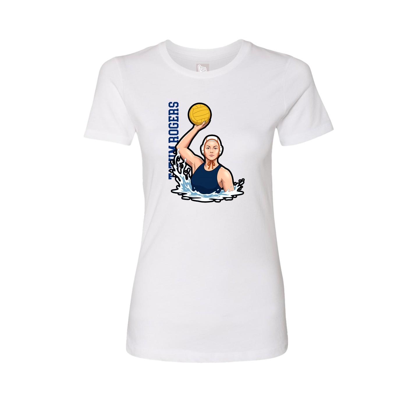 Womens Tee — Name Vertical in White