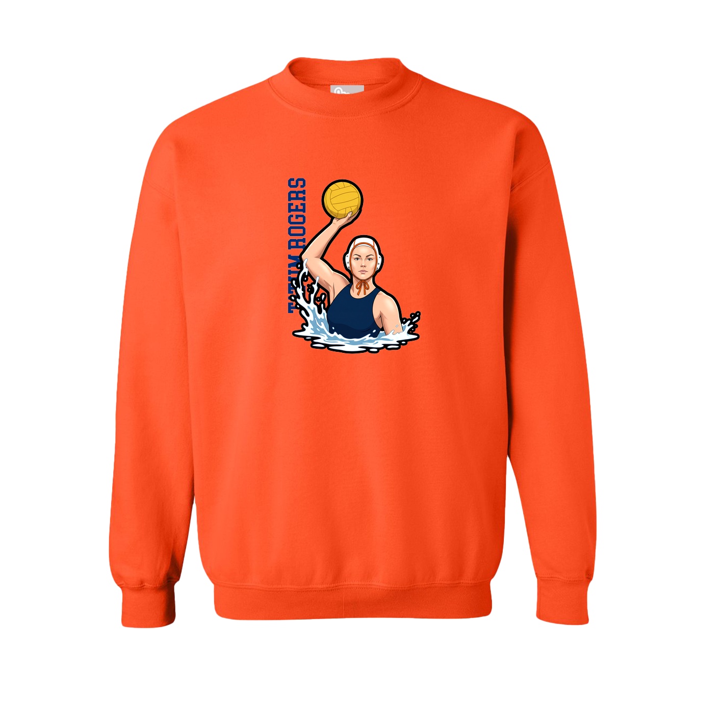 Fleece Crew — Name Vertical in Orange