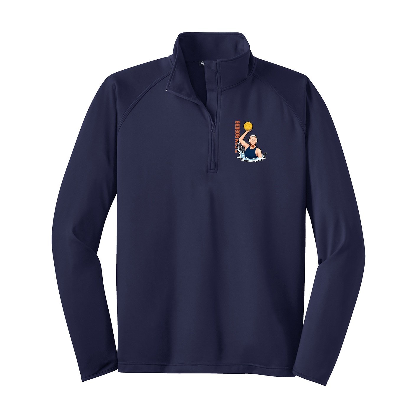 Q-Zip Pullover — Name Vertical in Navy