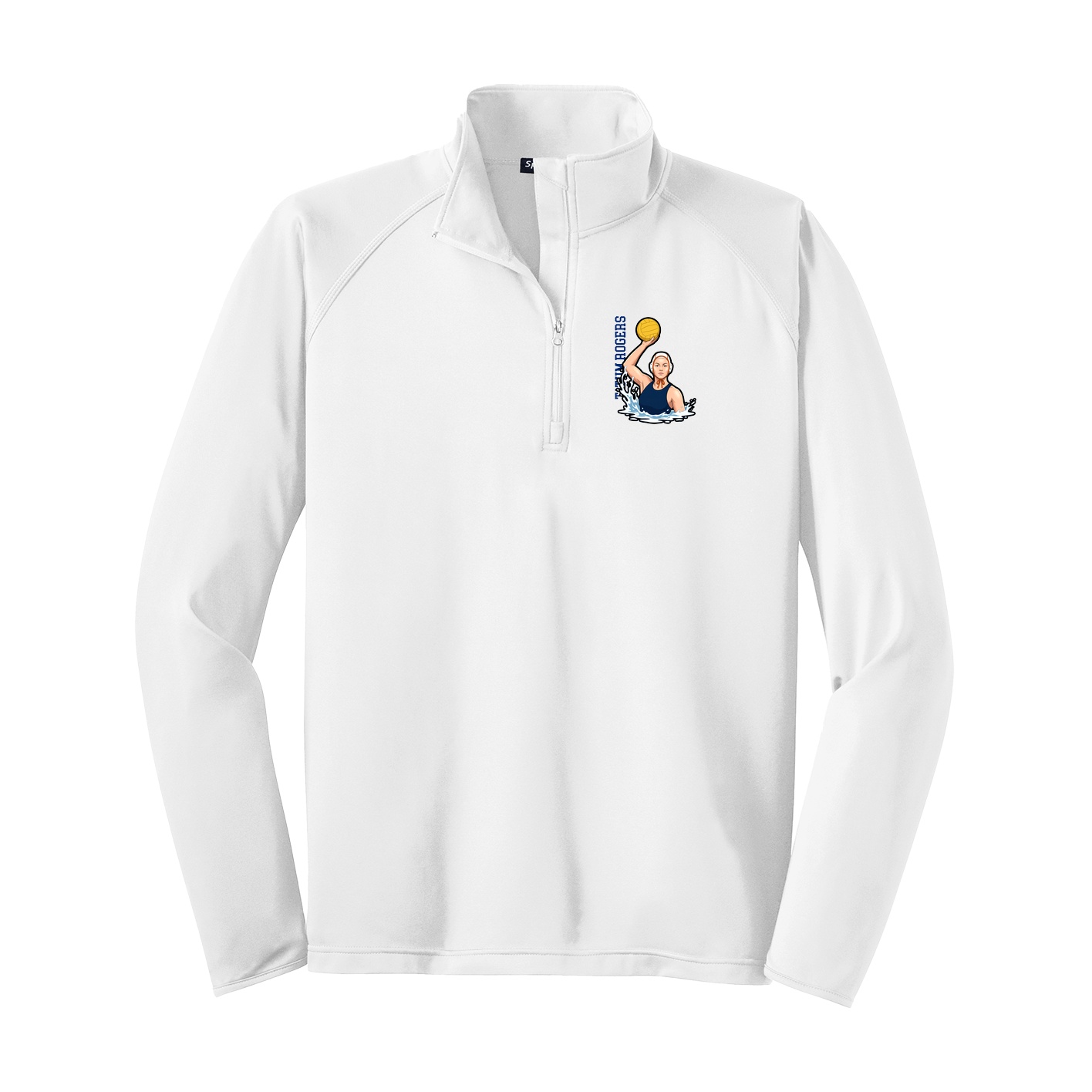 Q-Zip Pullover — Name Vertical in White