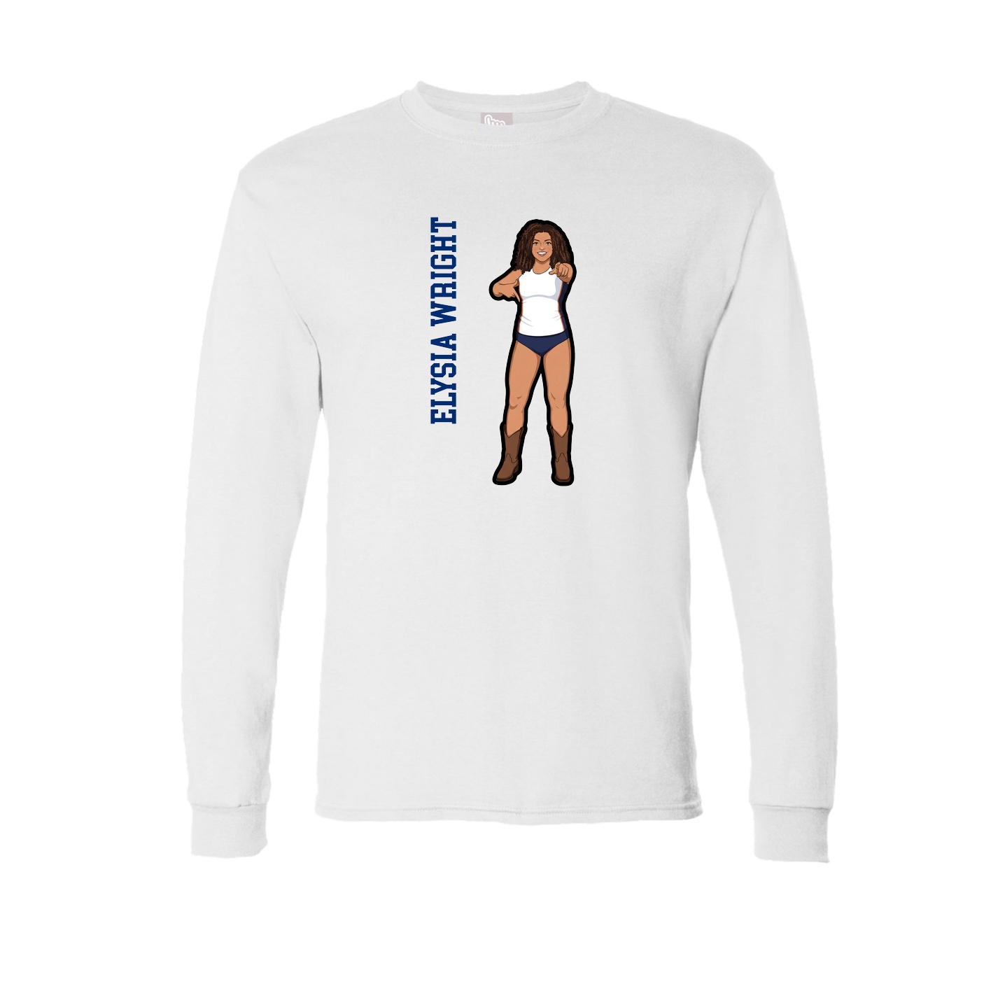 Long Sleeve Tee — Name Vertical in White