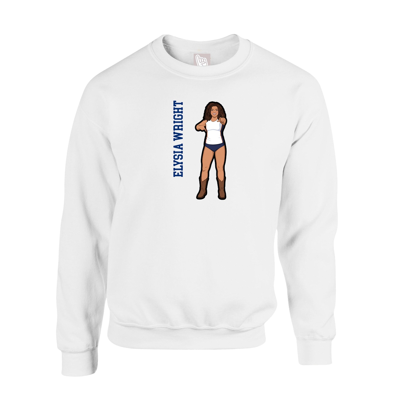 Fleece Crew — Name Vertical in White