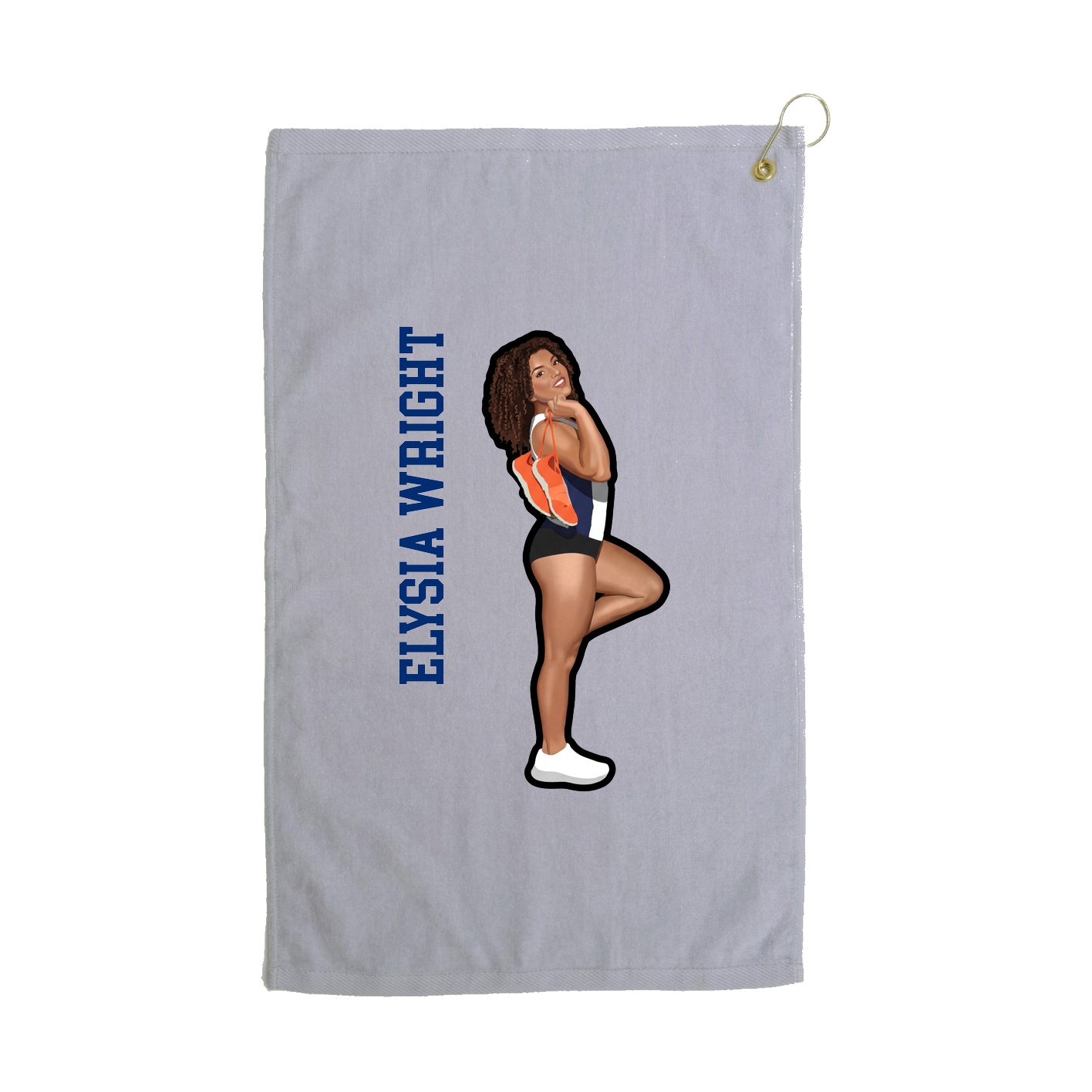 Golf Towel — Name Vertical in Grey