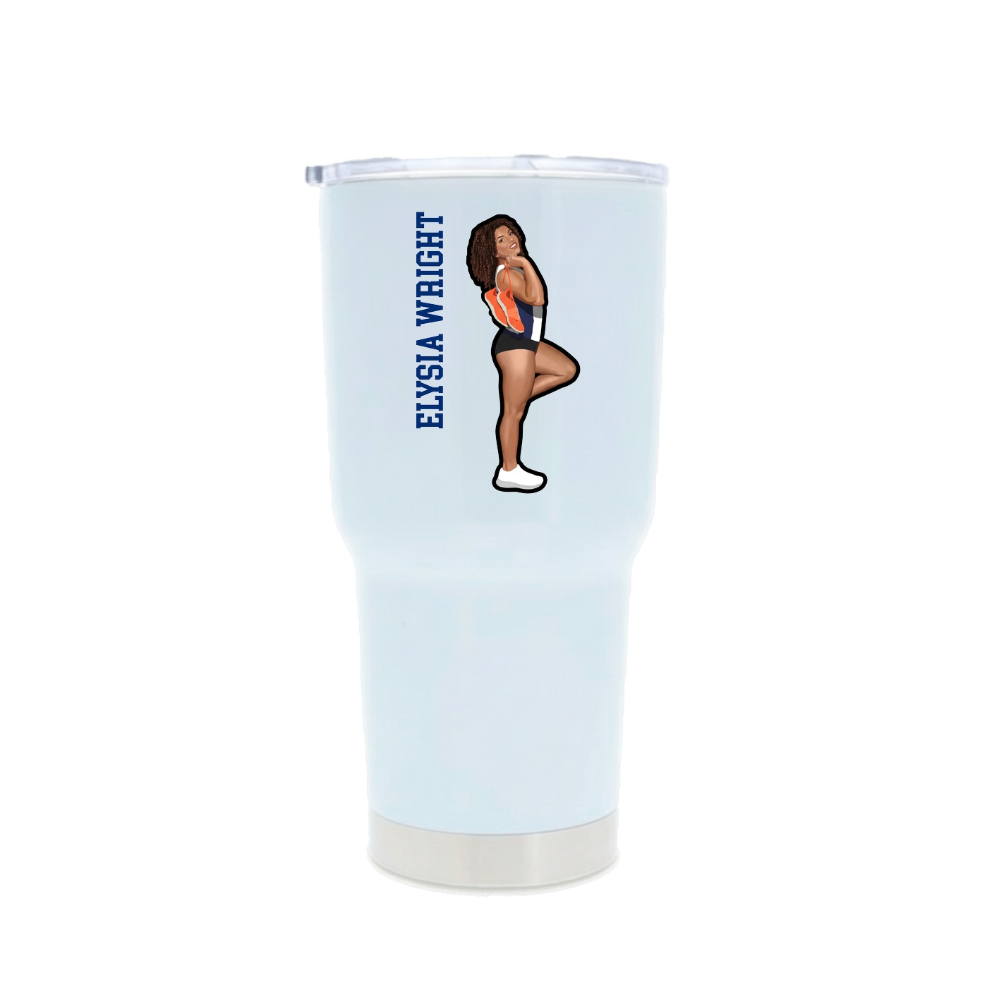 30oz Stainless Steel Tumbler — Name Vertical in White