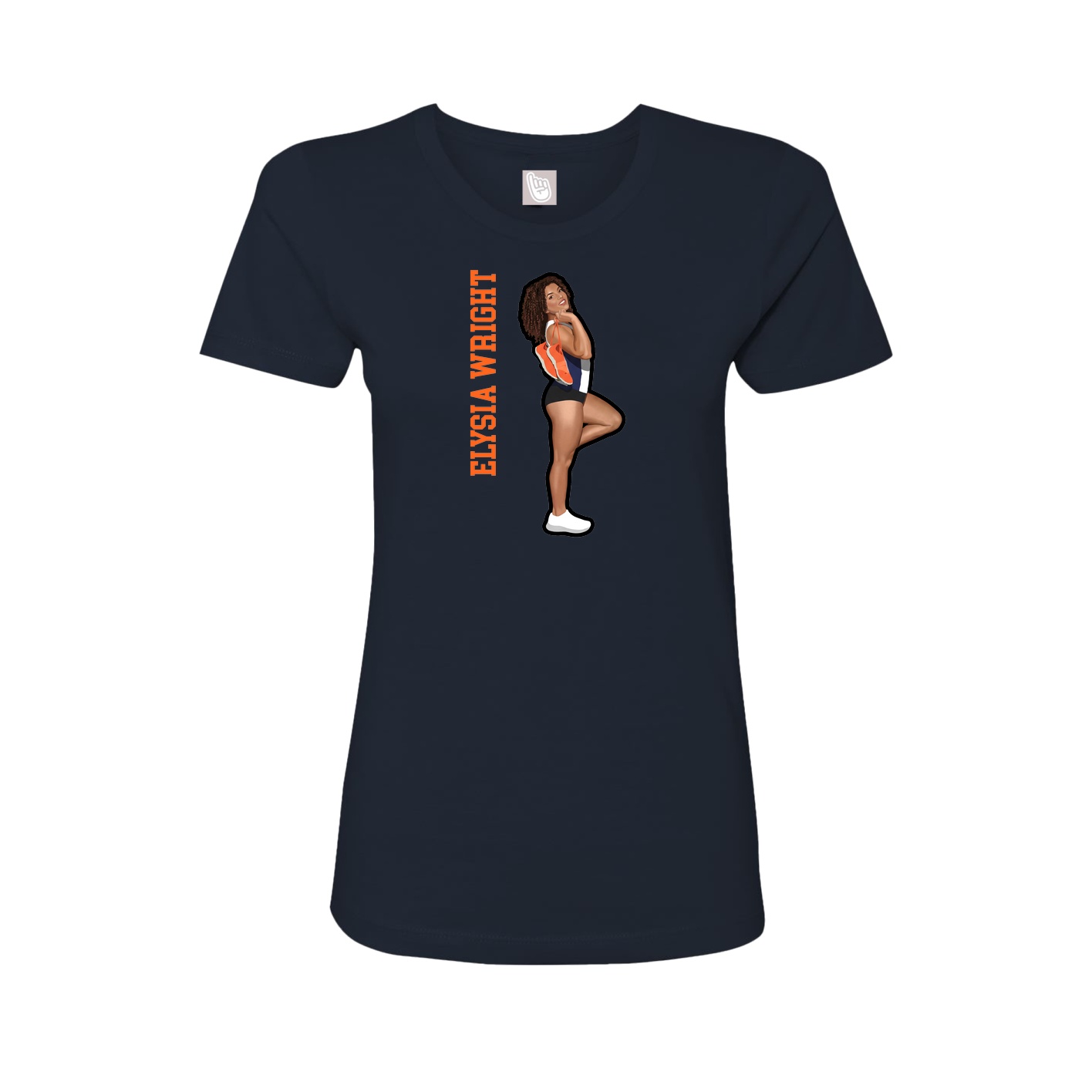 Fitted Women's Tee — Name Vertical in Navy