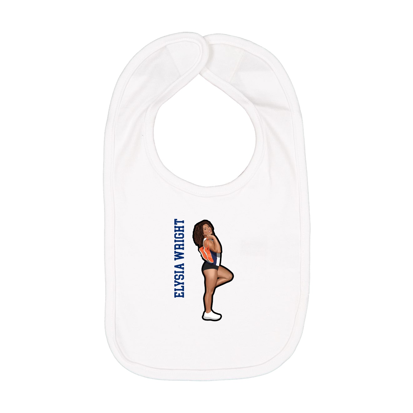 Infant Bib — Name Vertical in White