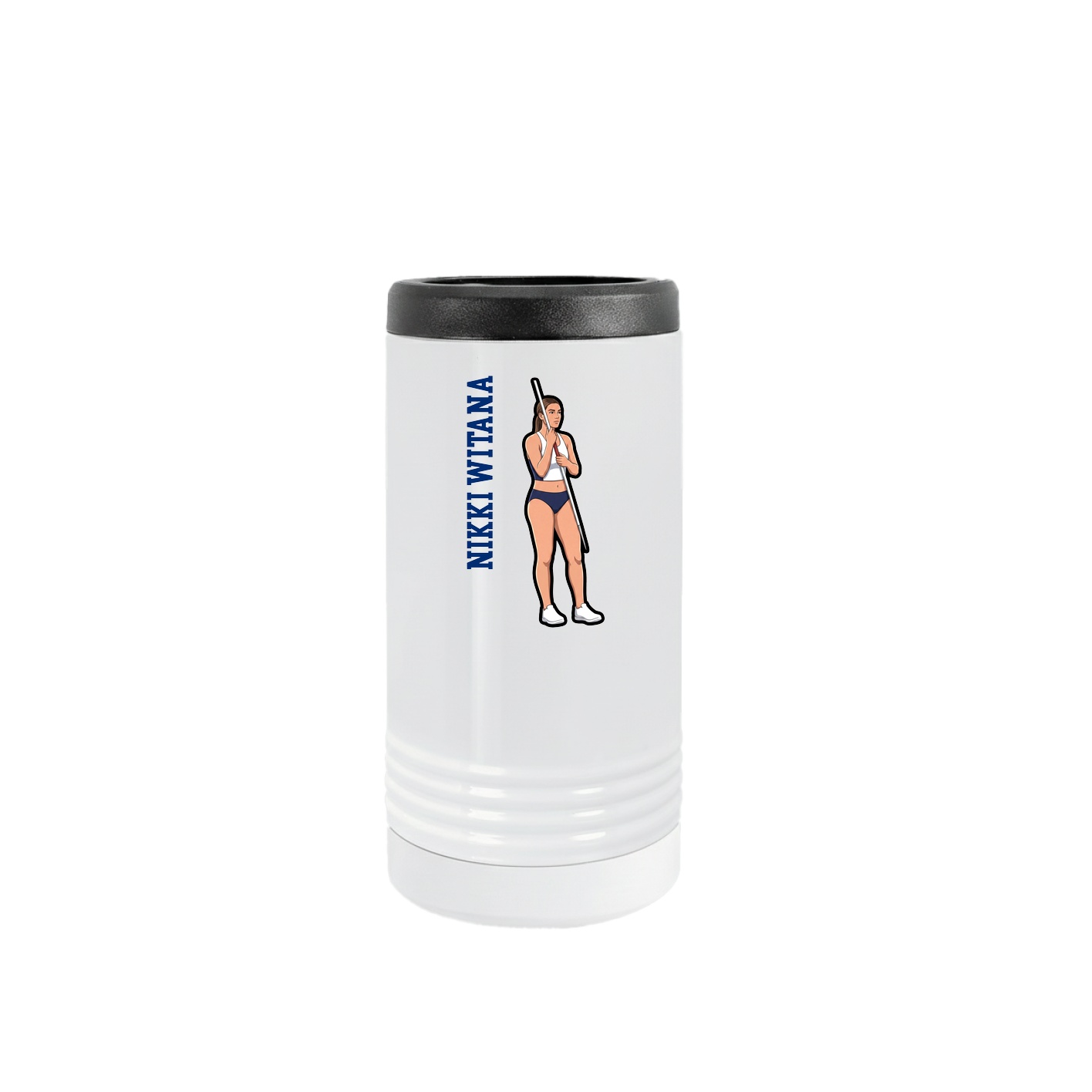 Slim Beverage Holder — Name Vertical in White