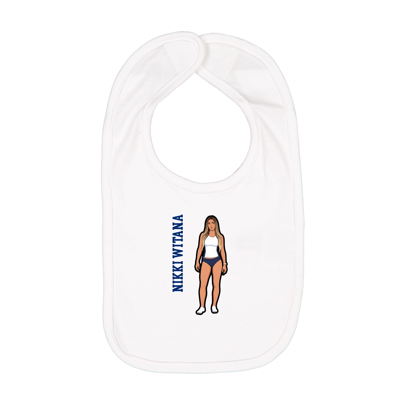 Infant Bib — Name Vertical in White