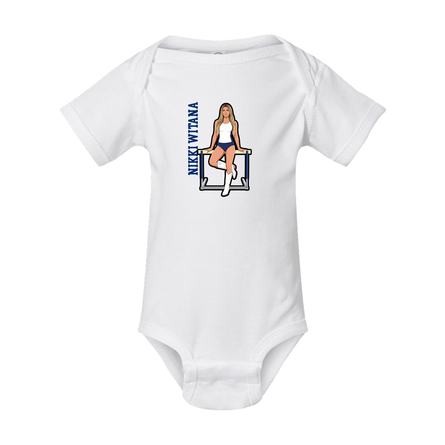 Baby Onesie — Name Vertical in White