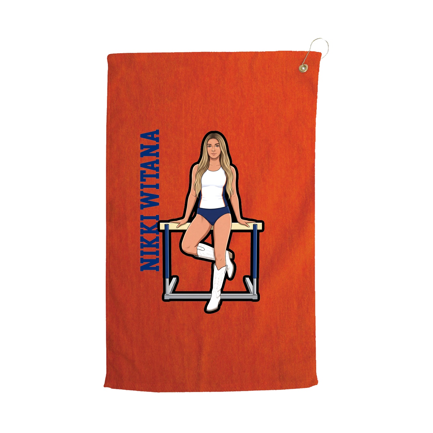 Golf Towel — Name Vertical in Orange