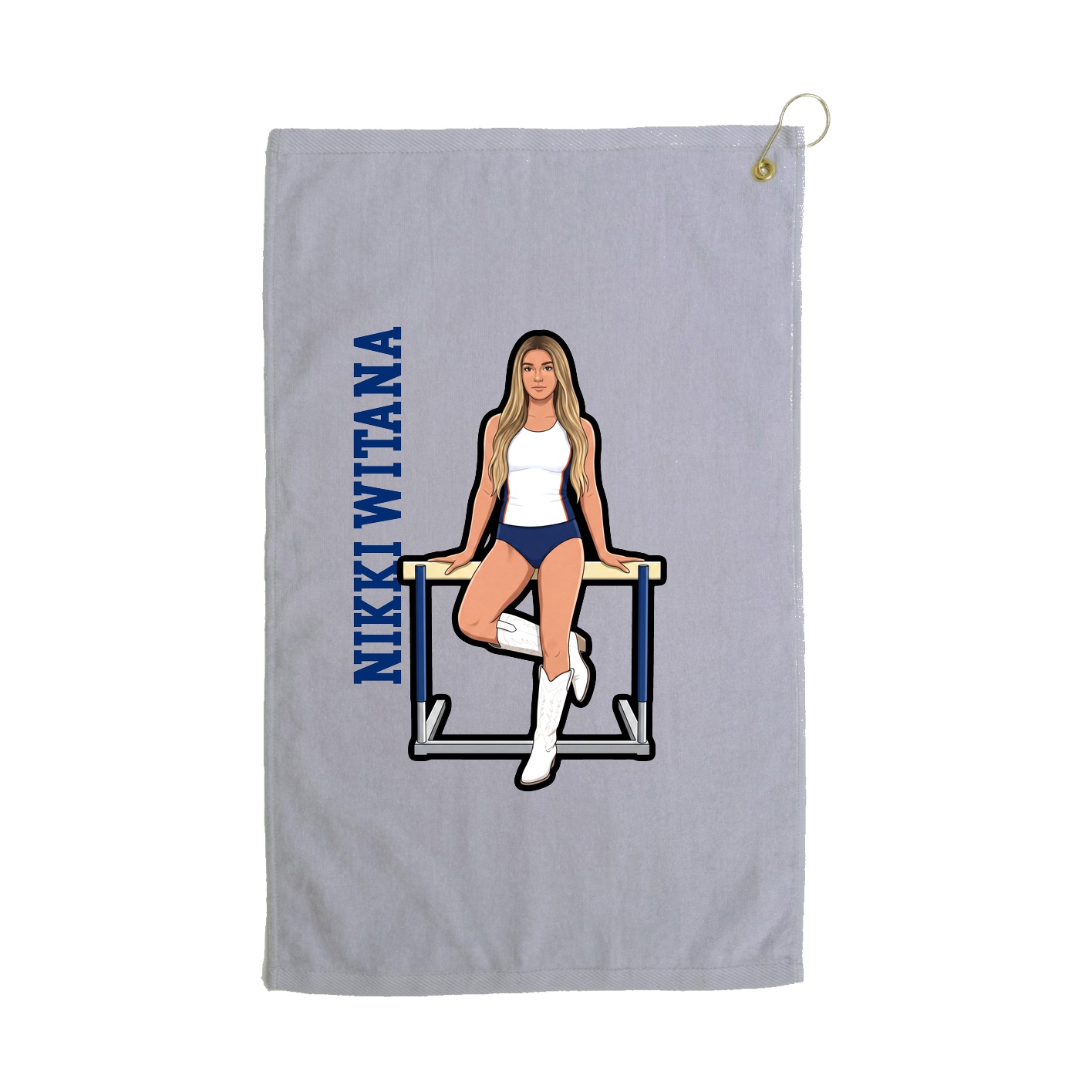 Golf Towel — Name Vertical in Grey