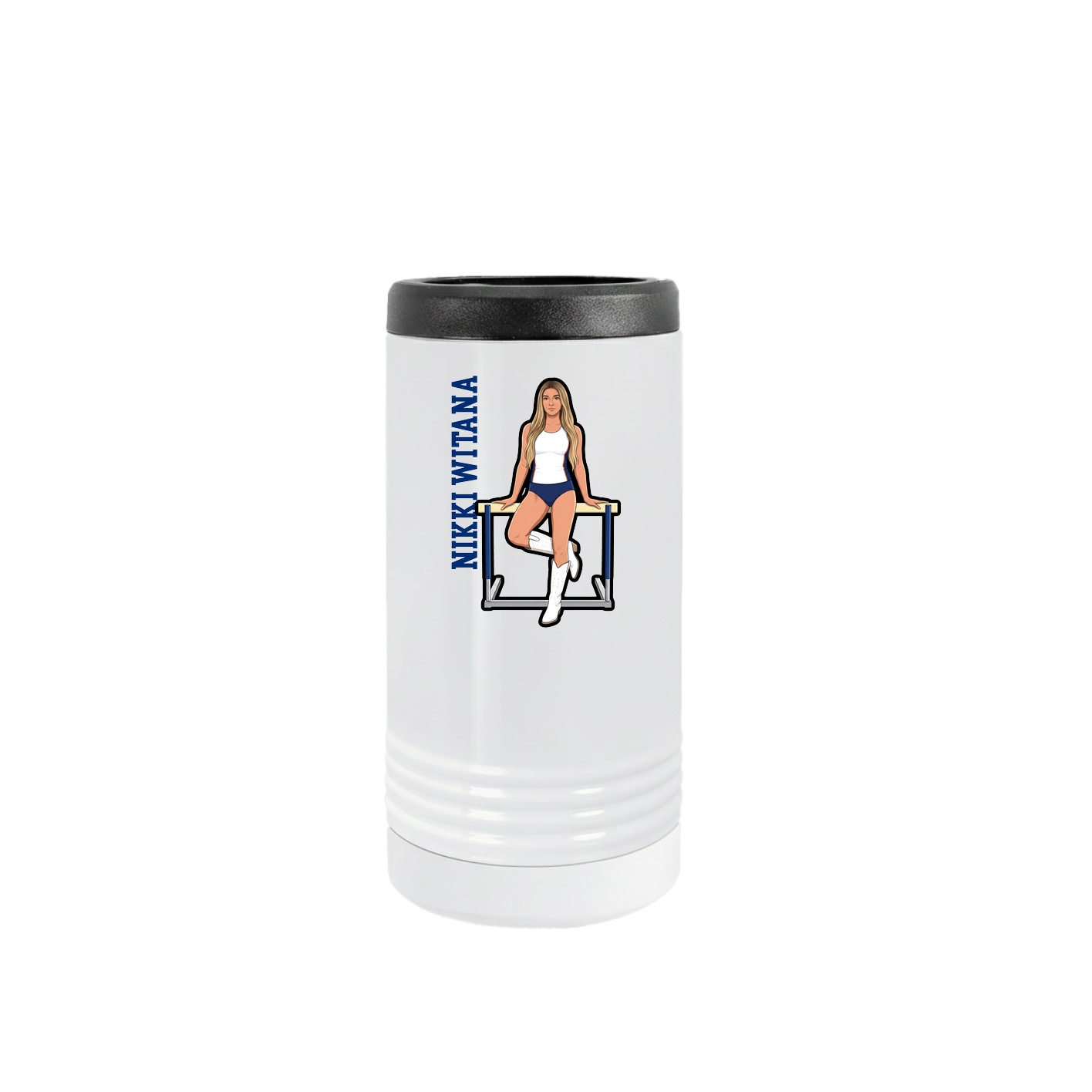 Slim Beverage Holder — Name Vertical in White