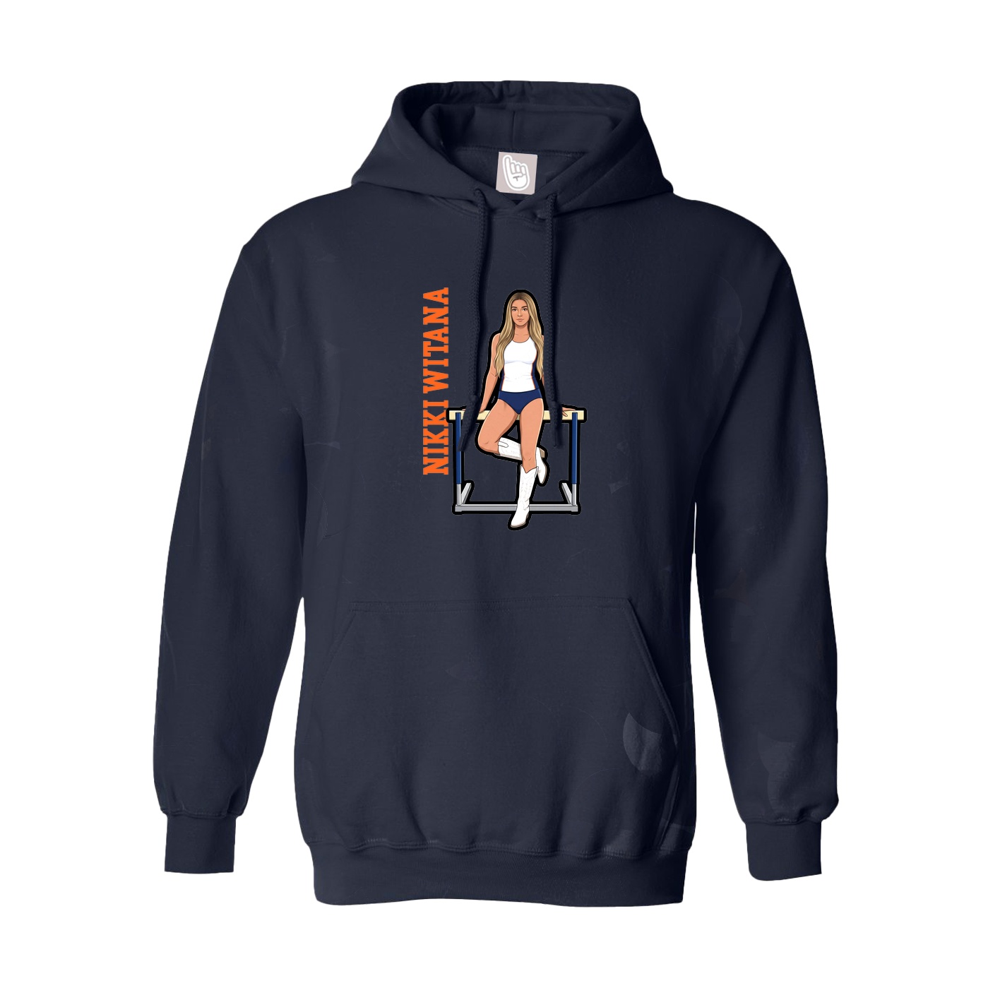 Hoodie — Name Vertical in Navy