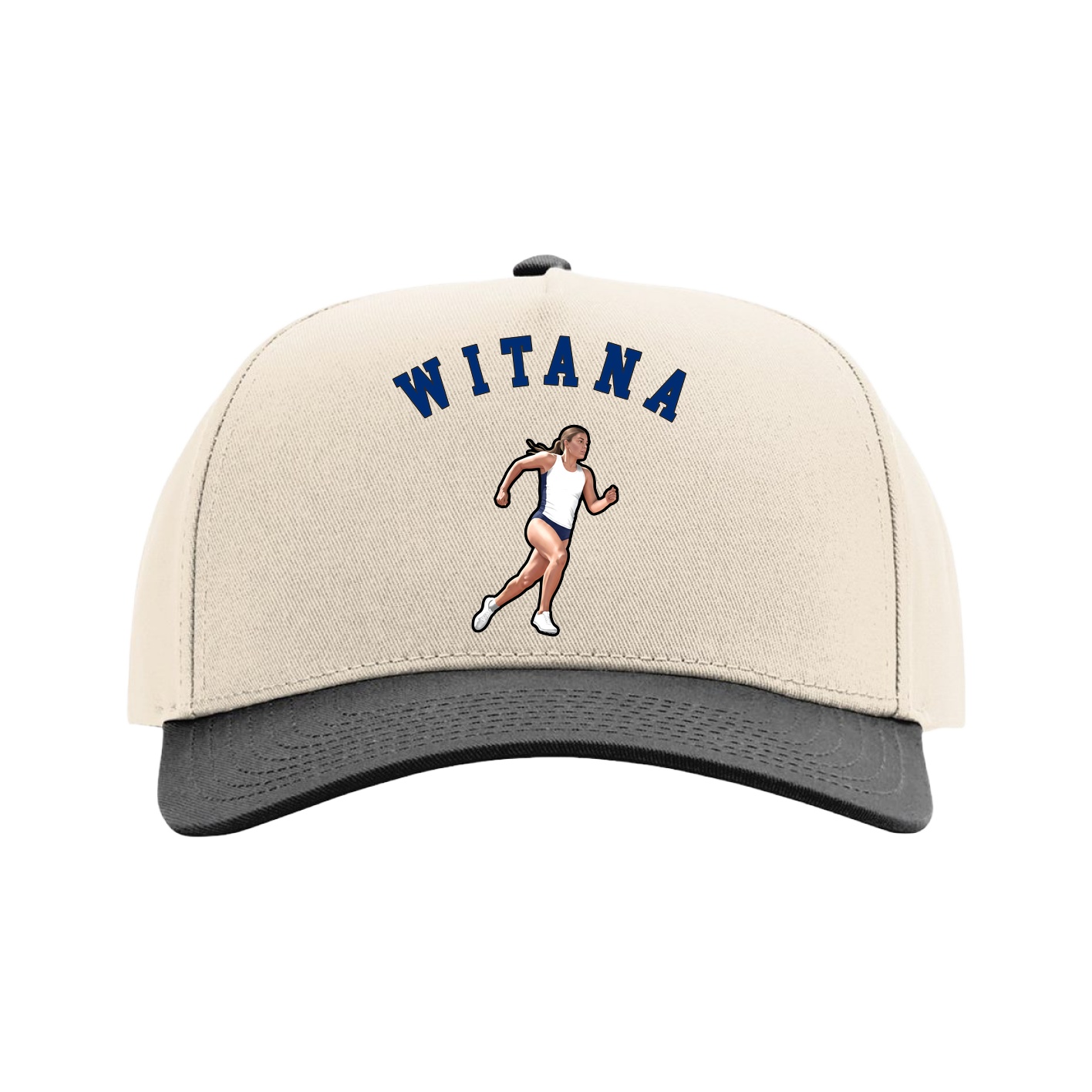 Full Fabric Five-Panel Champ Cap — Shirsey Arch in Cream/Black