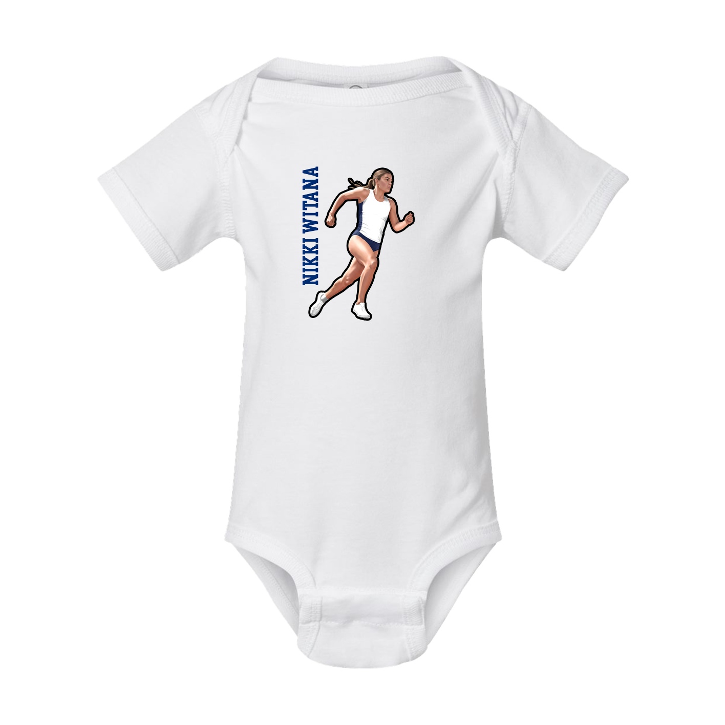 Baby Onesie — Name Vertical in White